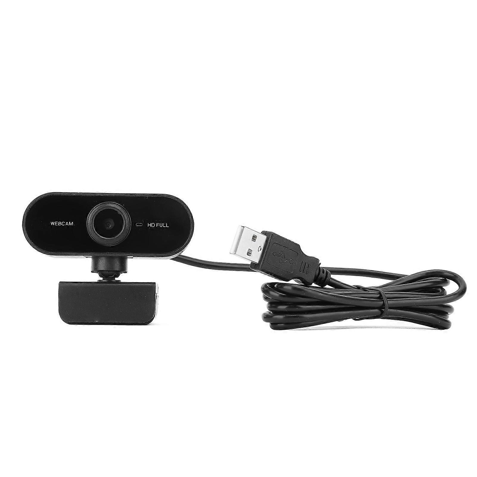 1080P HD Computer Webcam: Built-in Dual Mics, 360° Rotation, Easy Plug and Play