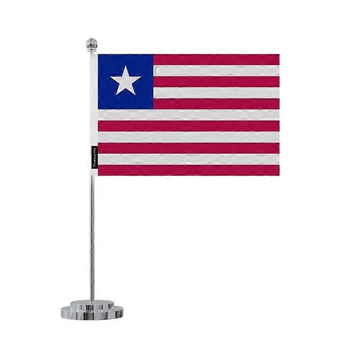 Liberia Desk Flag – 14 x 21 cm – Polyester – Stainless Steel Base