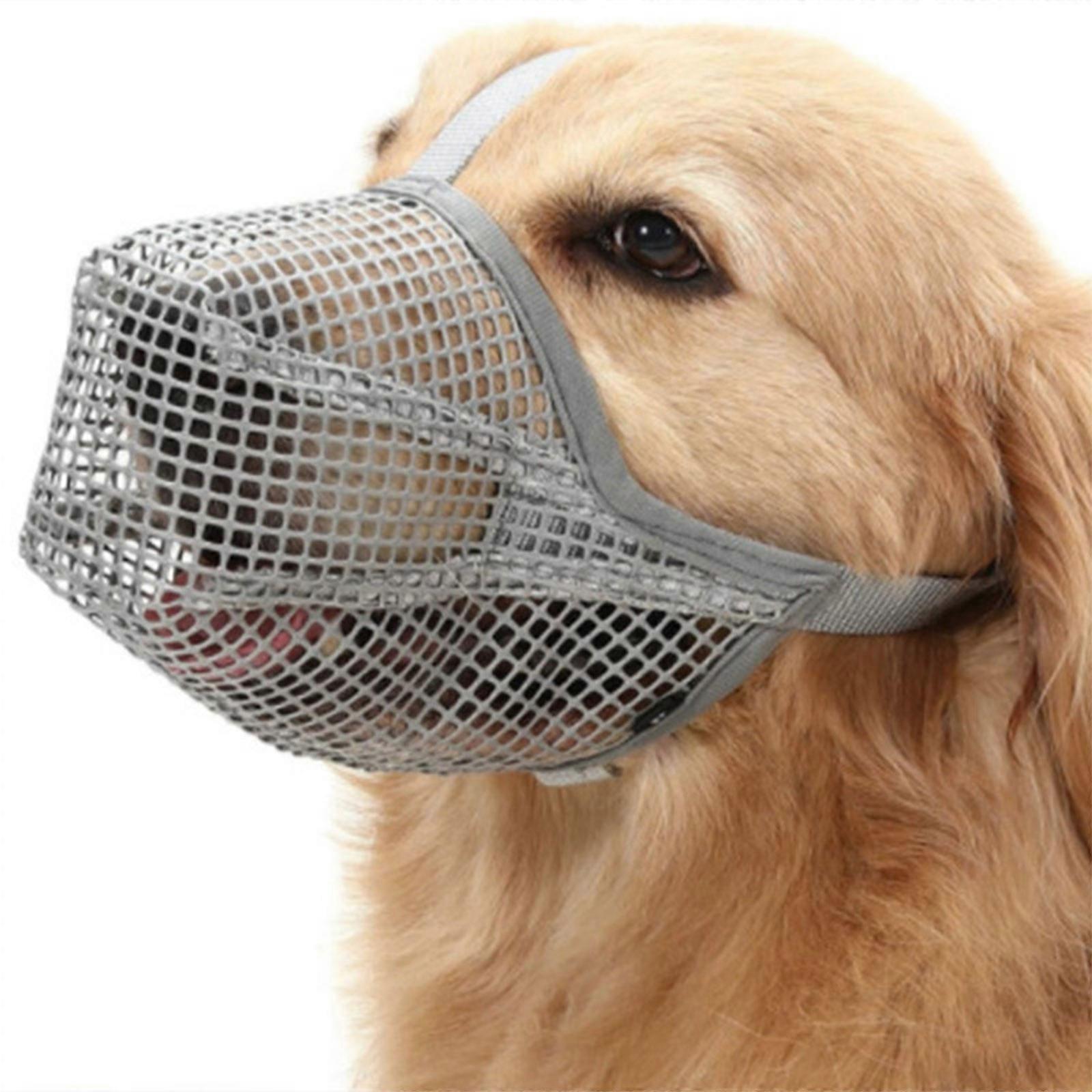 Dogs Muzzle BitingPrevent Dog Grooming Muzzle Breathable Nylon Mesh Muzzle for Cat Small Medium Puppy Safe & Adjustable Light Grey XS