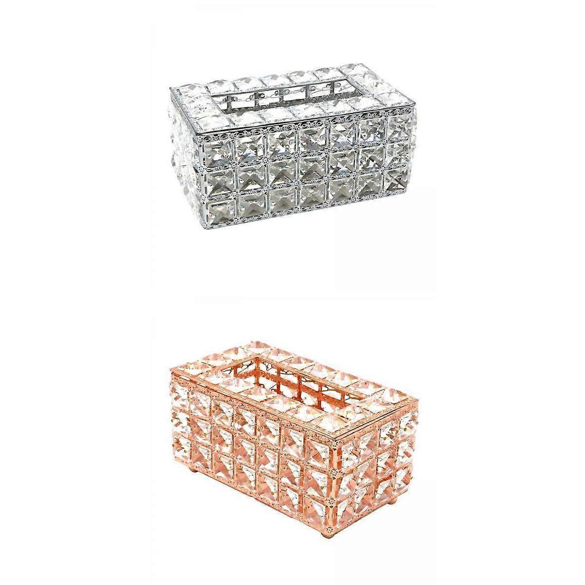 2x Crystal Tissue Table Paper Storage Box
