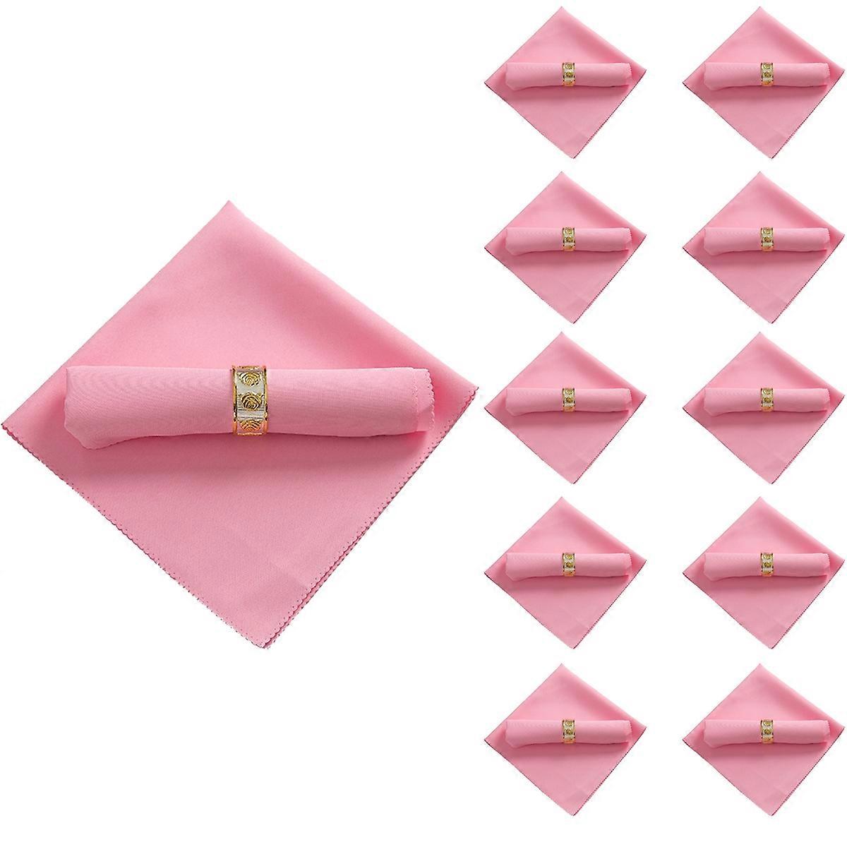 10Pcs 48X48cm Polyester Cloth Napkins for Restaurant, Pink