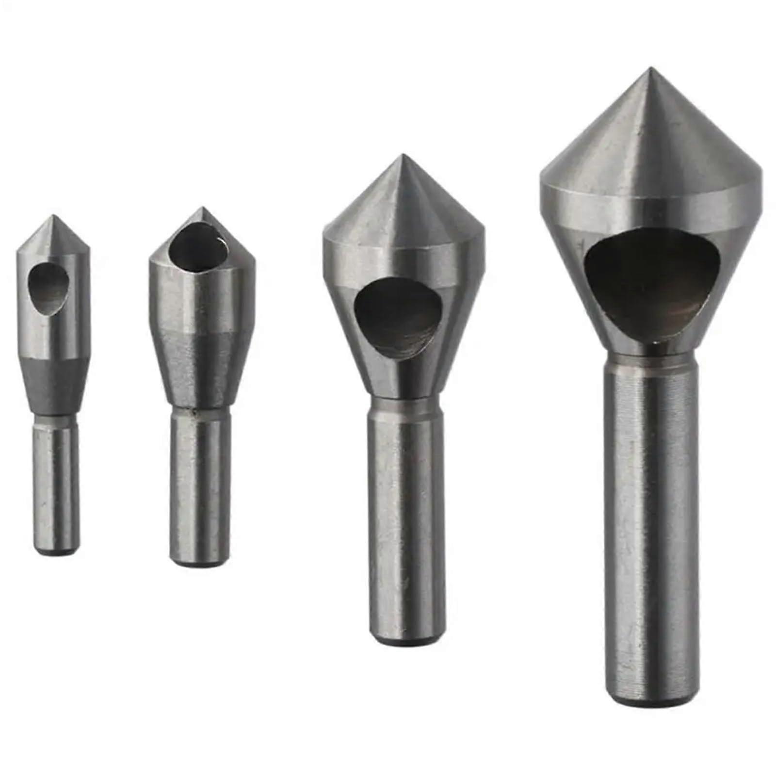 4Pcs Bevel Hole Chamfer Cutter HSS Countersink Chamfer Tool High Speed Steel Drill Bits Deburring Edge Reaming Tool