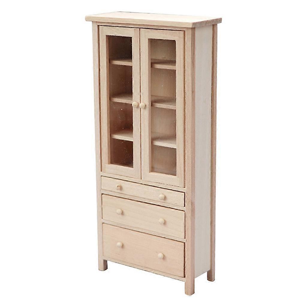 Dollhouse Bookcase Cabinet Miniature 1/12 Display Shelf for 3-6 Years Old