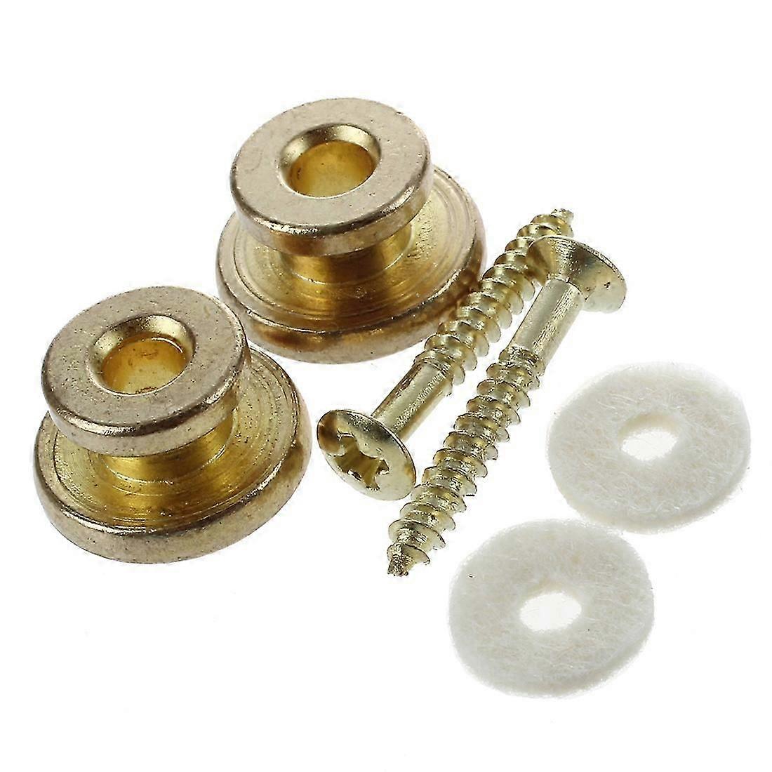 2pcs Golden Strap Button w/ Mounting Screw compatible with Guitar Mandolin