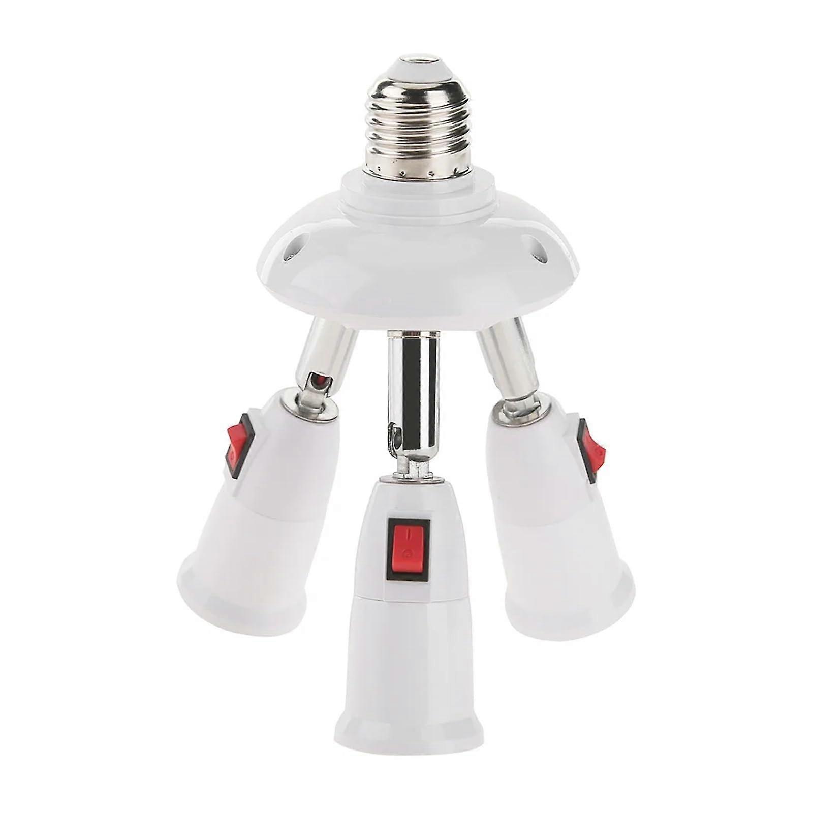 E27 Splitter 3 Heads Adjustable LED Light Bulb Holder Socket Converter Adapter for Multiple Bulbs