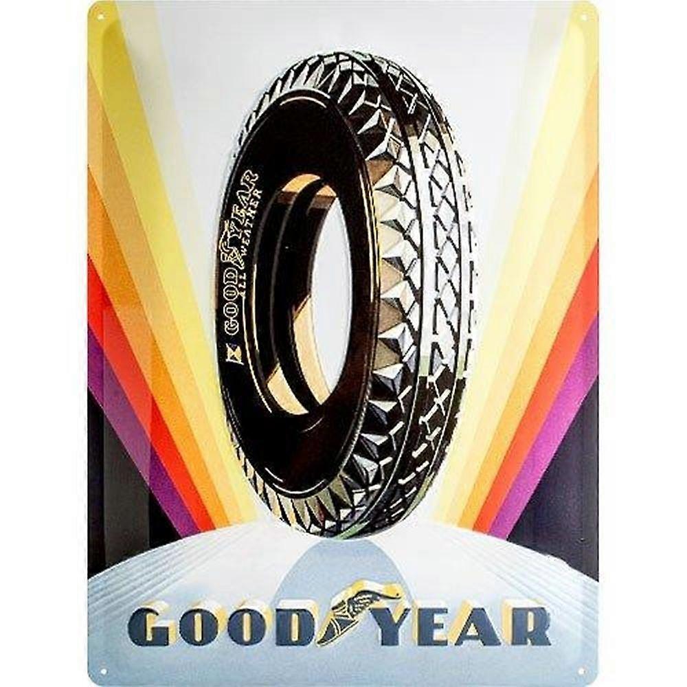 Aluminiumskylt metallskylt Goodyear - Regnbågshjul