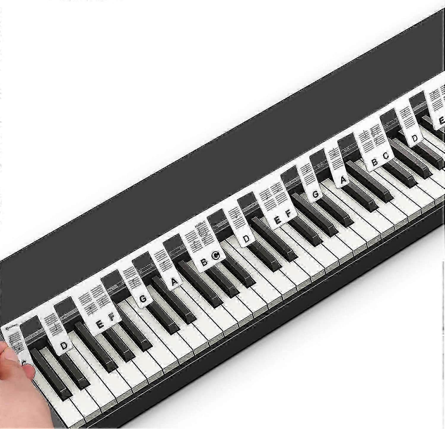 Removable Silicone Piano Keyboard Stickers with Note Labels for 61-Key Electronic Pianos, Durable Reusable Key Stickers