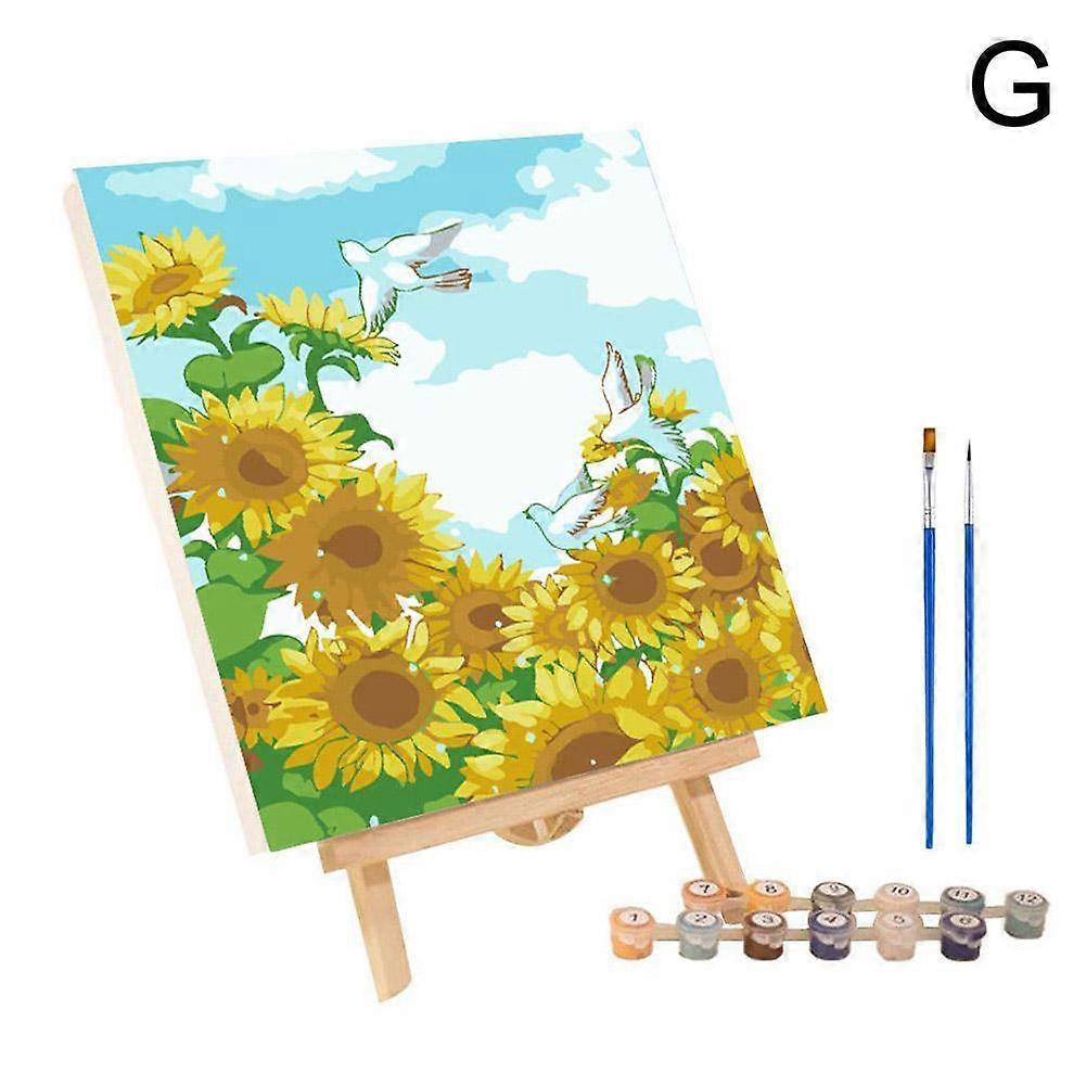 VNH003 (G) $Sunflower المناظر الطبيعية DIY اللوحة الزيتية الرقمية مرسومة يدويا