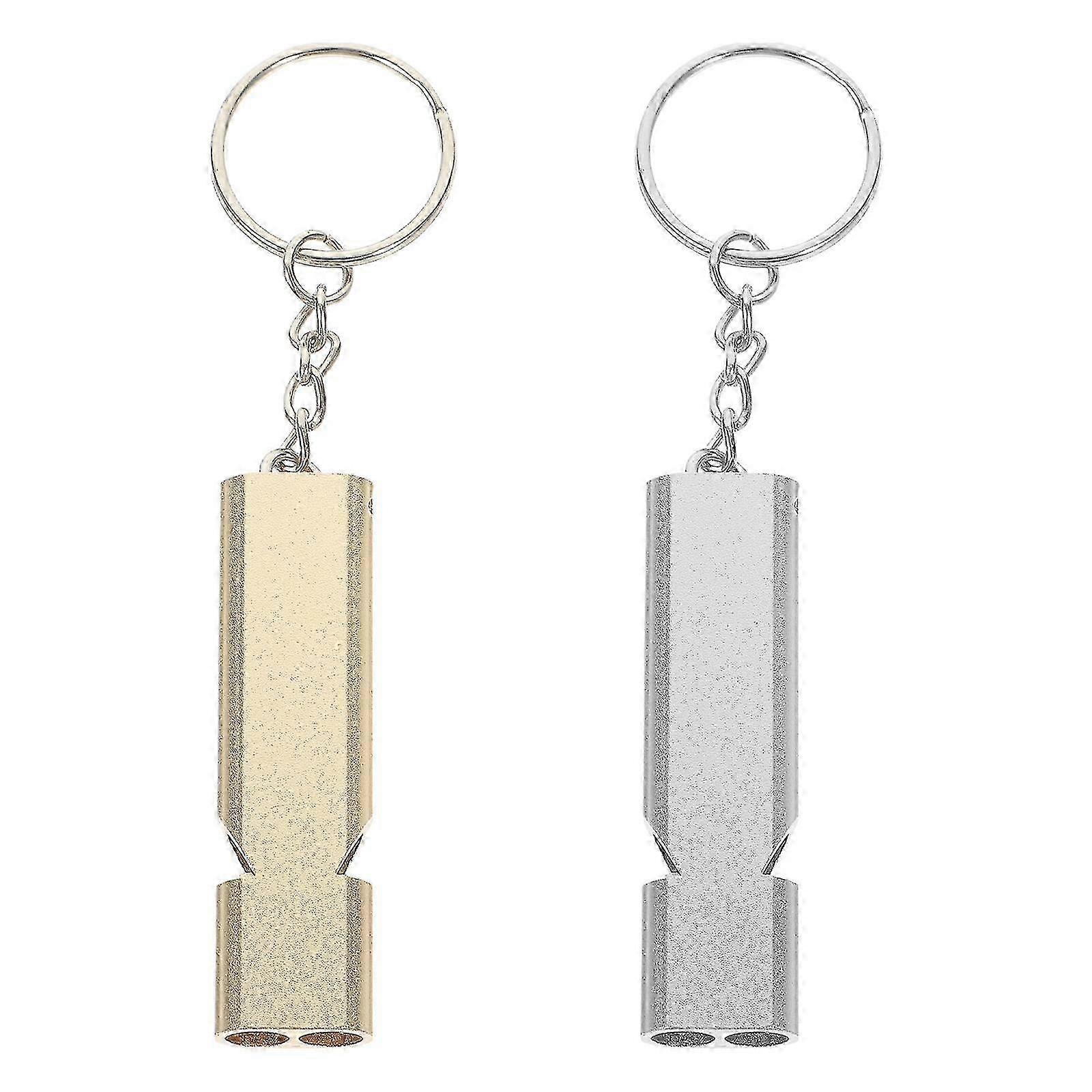 トレーニング用2pcsアルミニウム合金鳩ホイッスル ゴールデン&シルバー 10.8x1.7x1cm