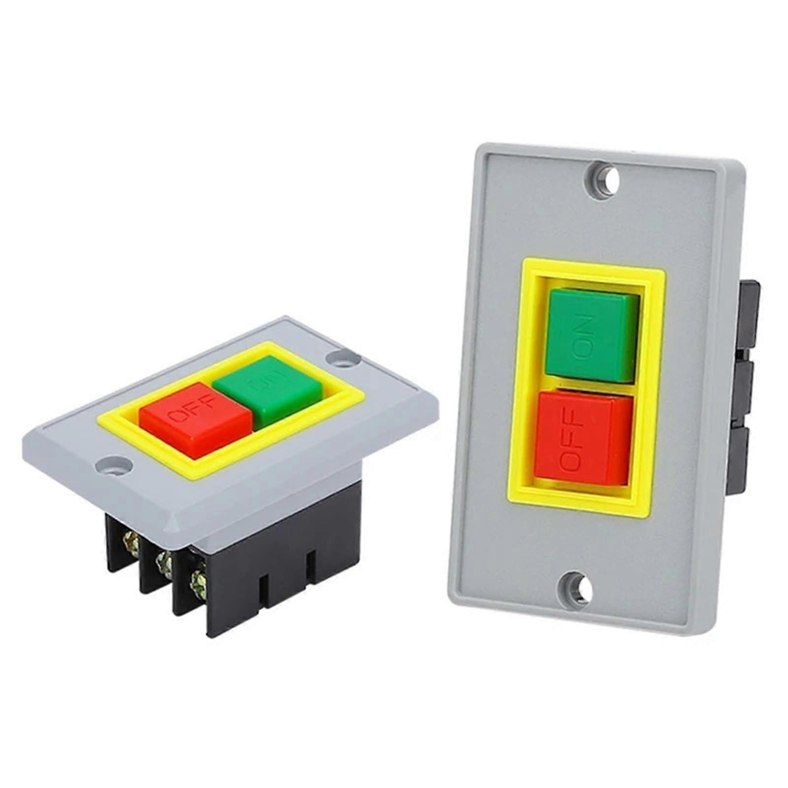 QKS2-5 Push Button Switch Bench Drill Panel Mounted Start Stop Off-On Green Red 3-In 3-Out Insulated Large Panel 1Pcs