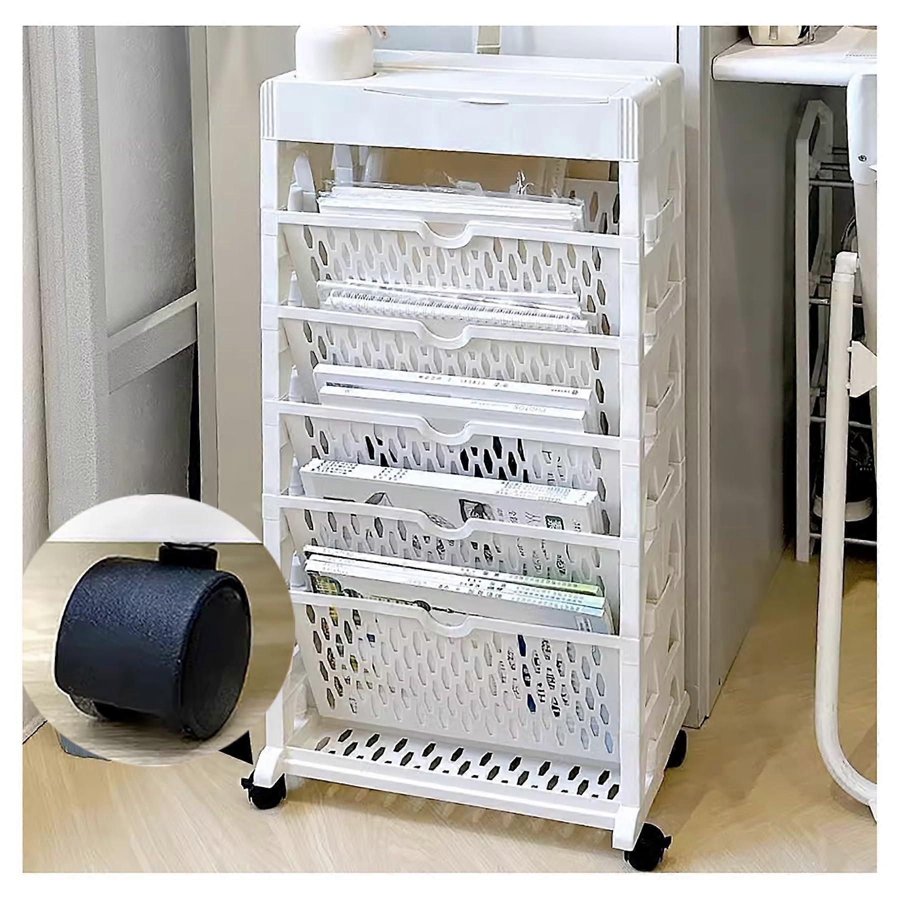 Book Rack Rolling Storage Cart Slim Mobile Bookshelf with Wheels Movable Classroom Deskside Bookshelf 5 Tier Ref: 7967