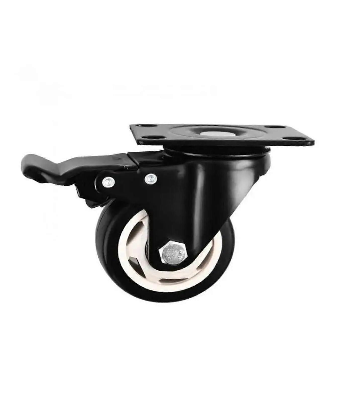 1 Caster, 3inch Caster with Brake, Black electrophoretic Roller, MediumSized Flat Bottom, Removable and Silent