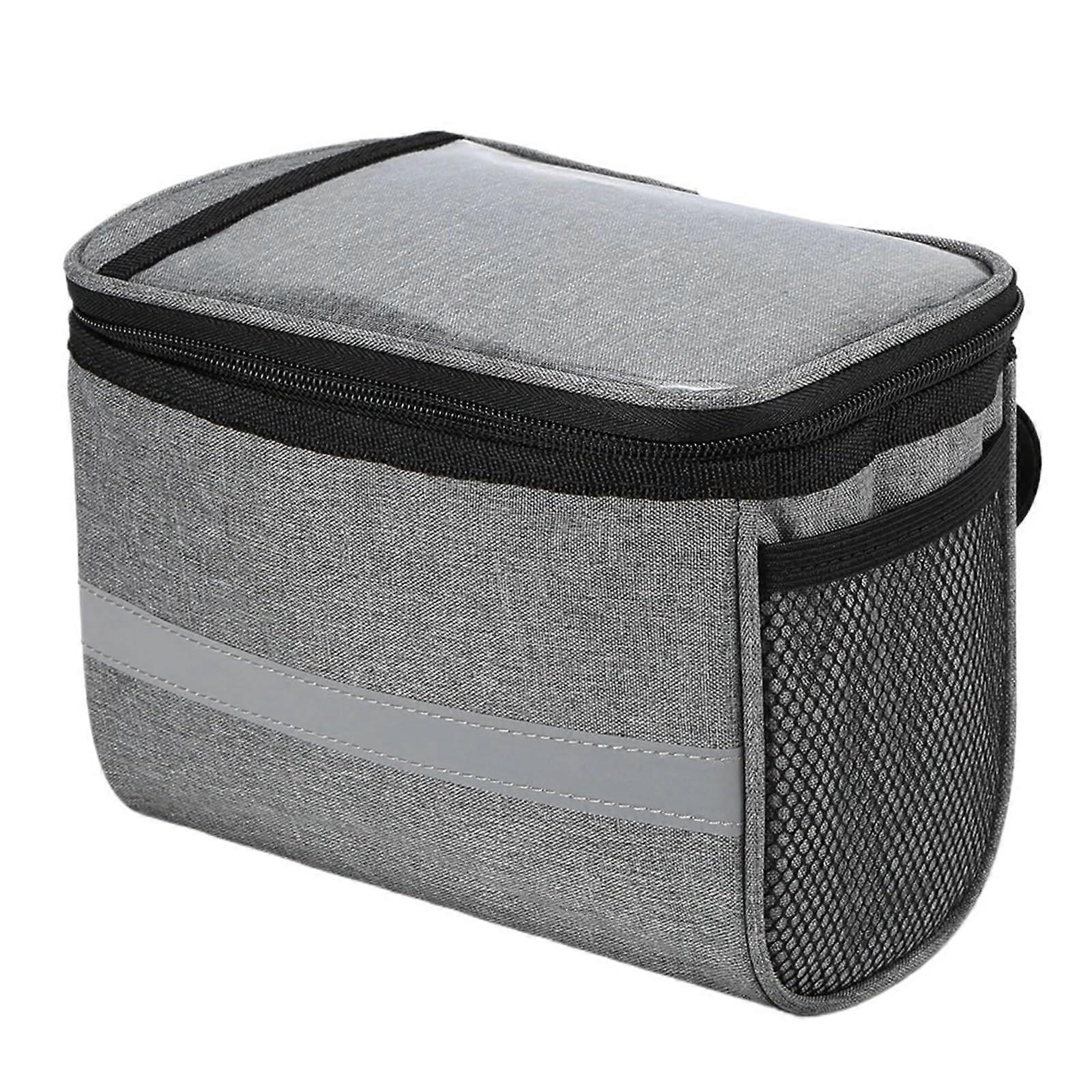 Fahrrad bicycle ulated front bag with reflective strips gray