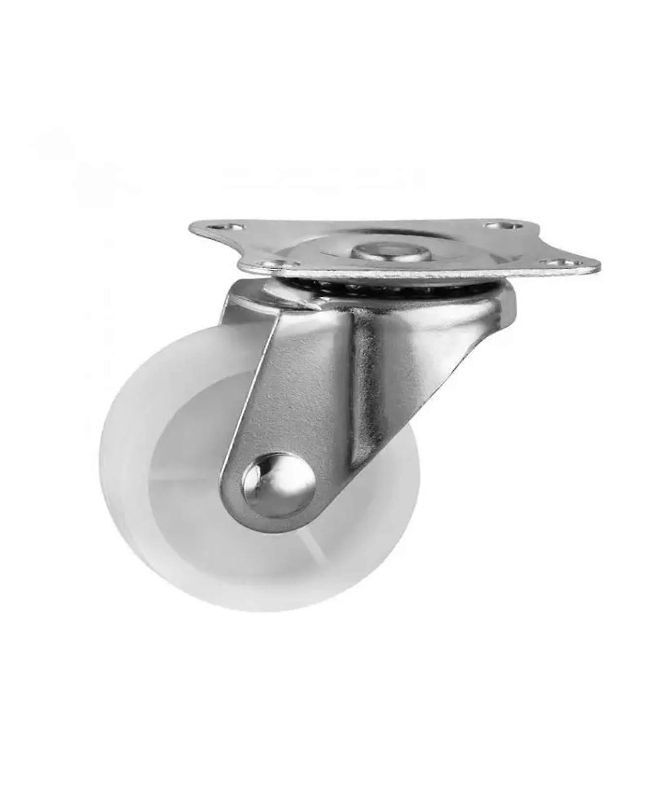 2.5 Inch White PP Wheels - 5 Pack Flat Moving Casters, 6.5 cm Diameter Lightweight Plastic Rollers for Easy Mobility