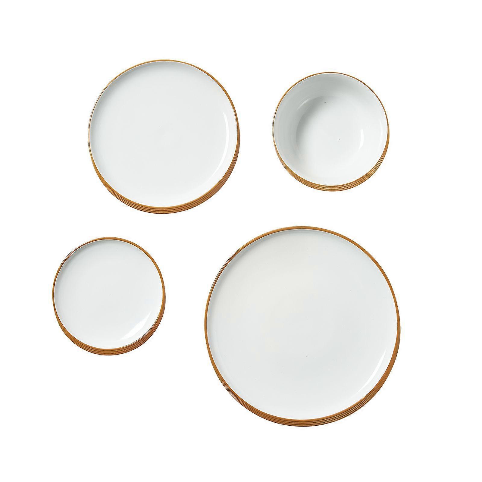 Dinnerware Set, Service for 8 (32 PCS), Round Plates and Bowls Sets, Scratch Resistant Ceramic Dinner Ware, White