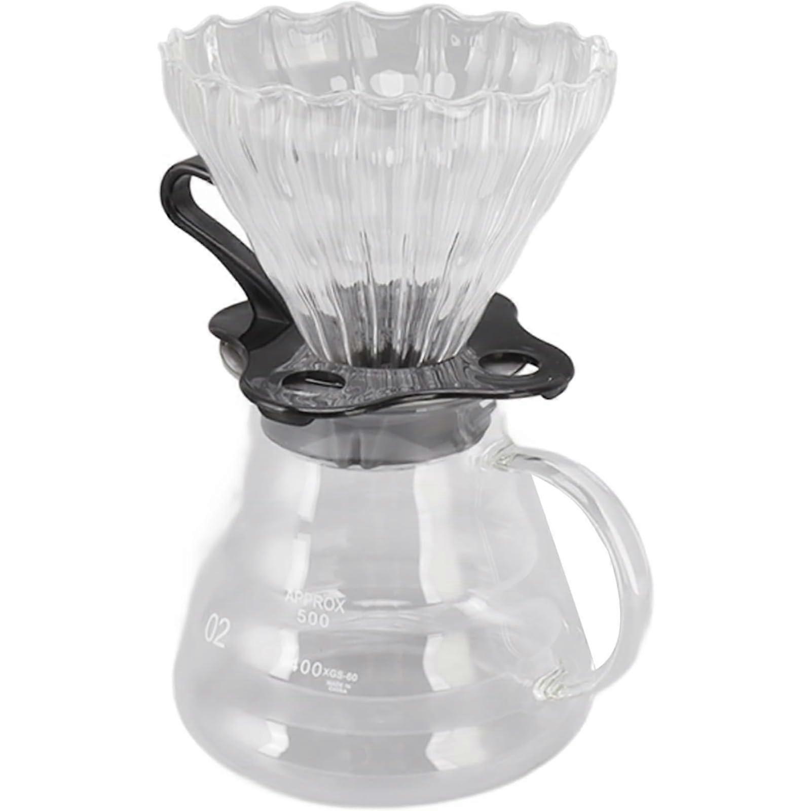 600 ml Glass Coffee Machine with Filter Cup, Portable Hand Drip Coffee Brewer for Camping, Travel, Office, Home