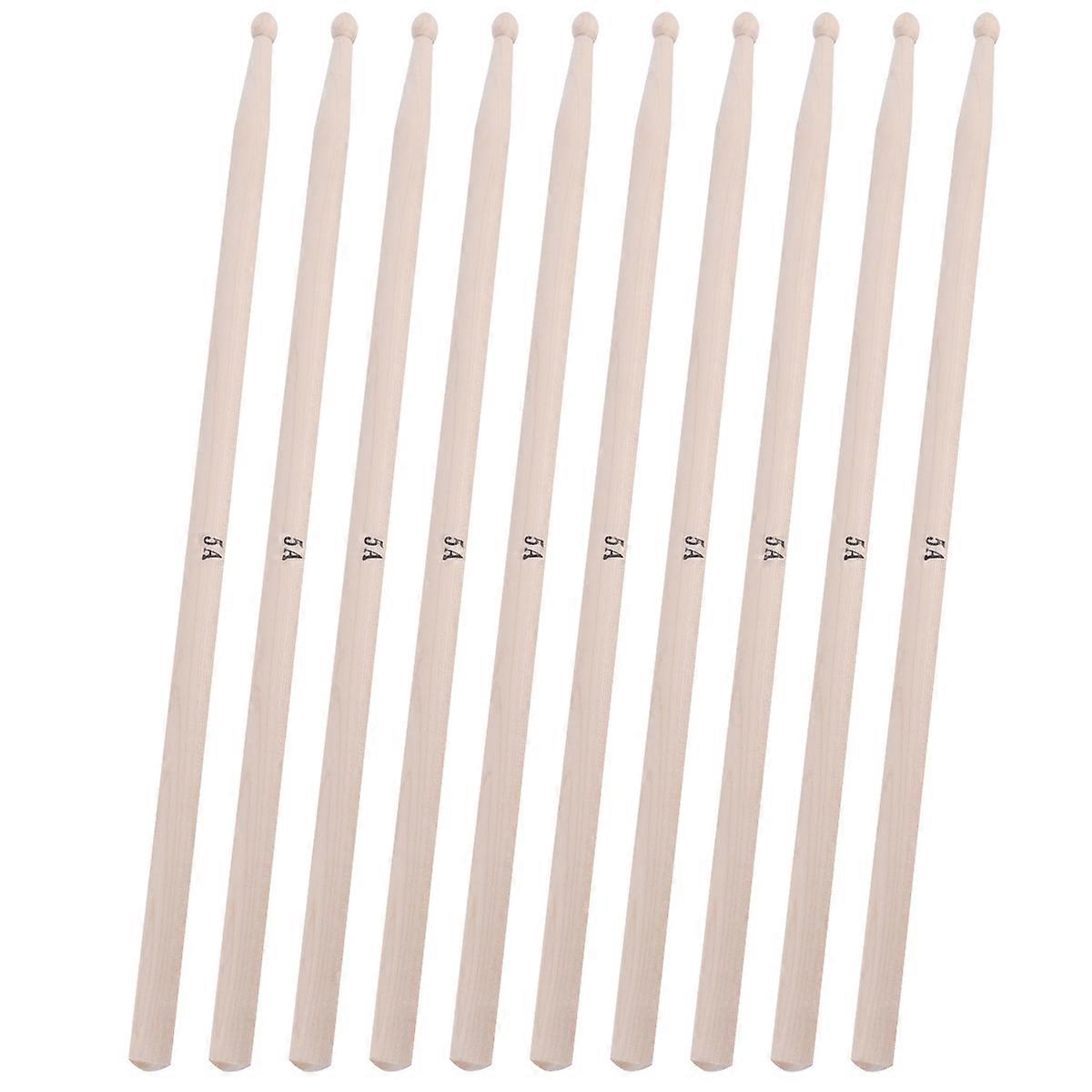 5 Pairs Durable Maple Wood Drumsticks for Practice, Performance, Bars, Cafes, Concerts – Comfortable, Non Slip Grip for Beginners & Music Enthusiasts