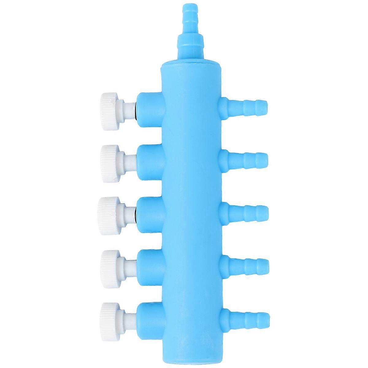 Aquarium Line Splitter Oxygen Pump Air Splitter Round Blue 11.3x5.2cm Practical Design For Aquarium Maintenance 1Pcs