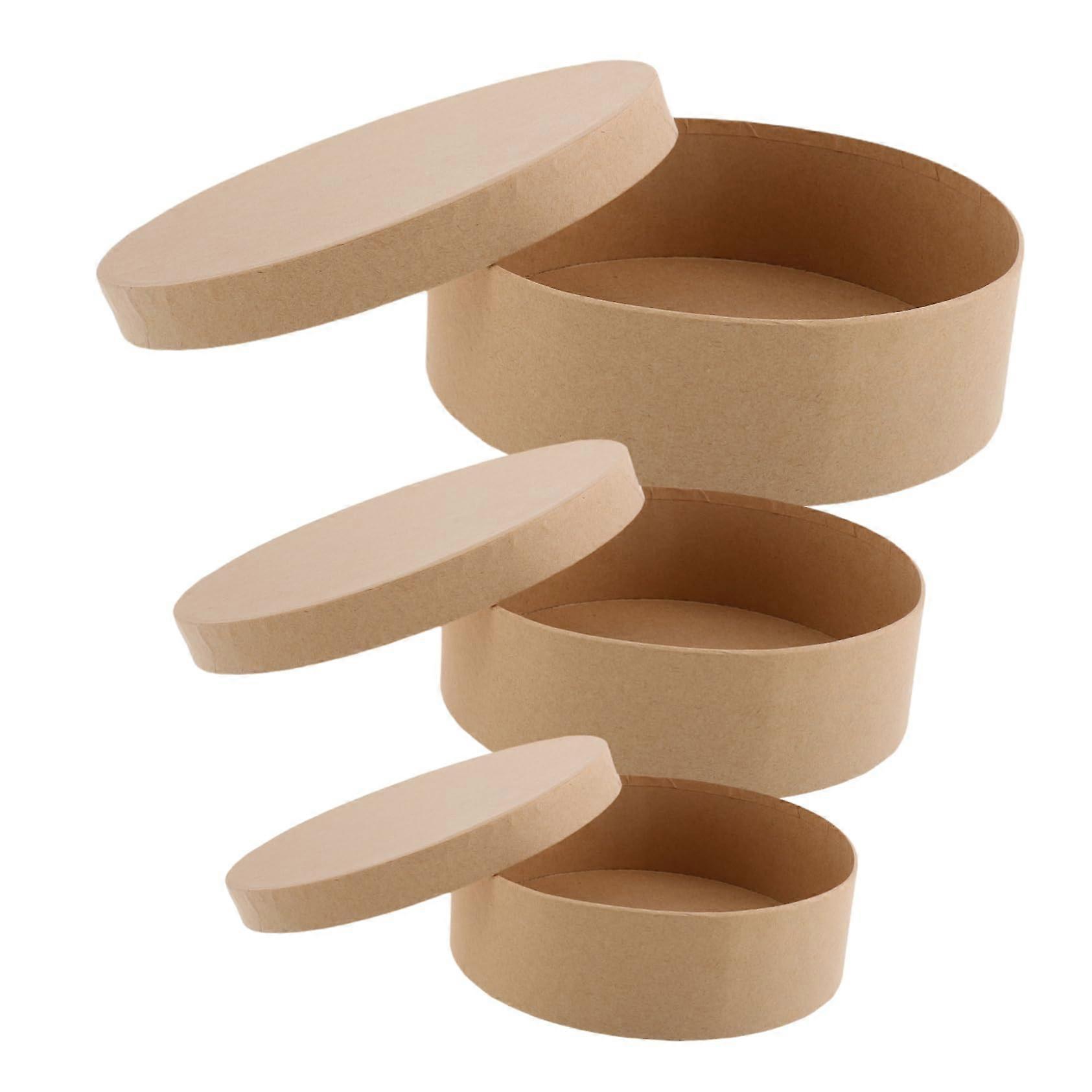Pack of 3 Round Cardboard Biscuit Boxes for Treating Candy Baking Accessories