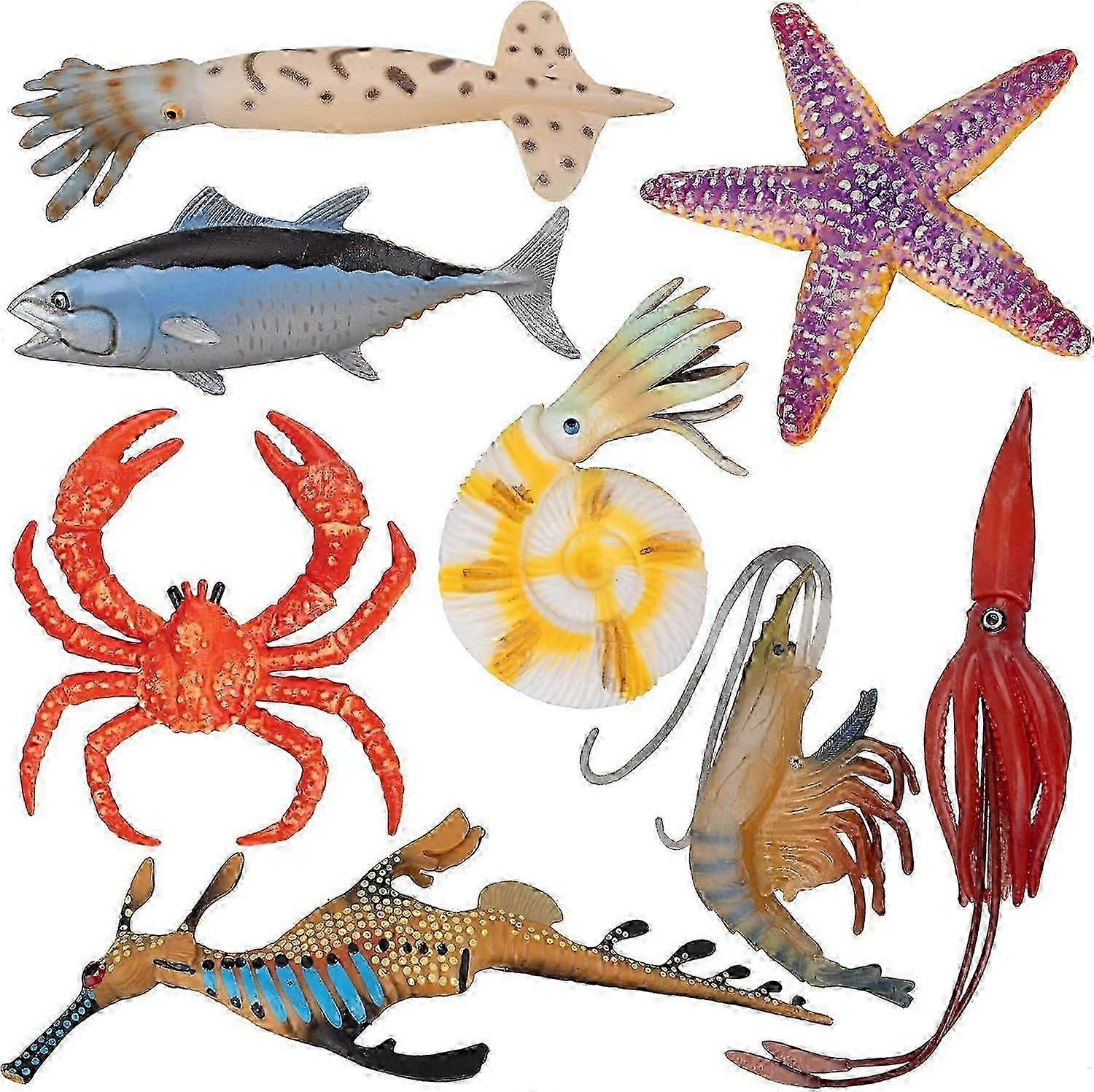 Ocean Animal Figurines, Realistic Emulation Details as Educational Tools for Creative Play and Learning Activities