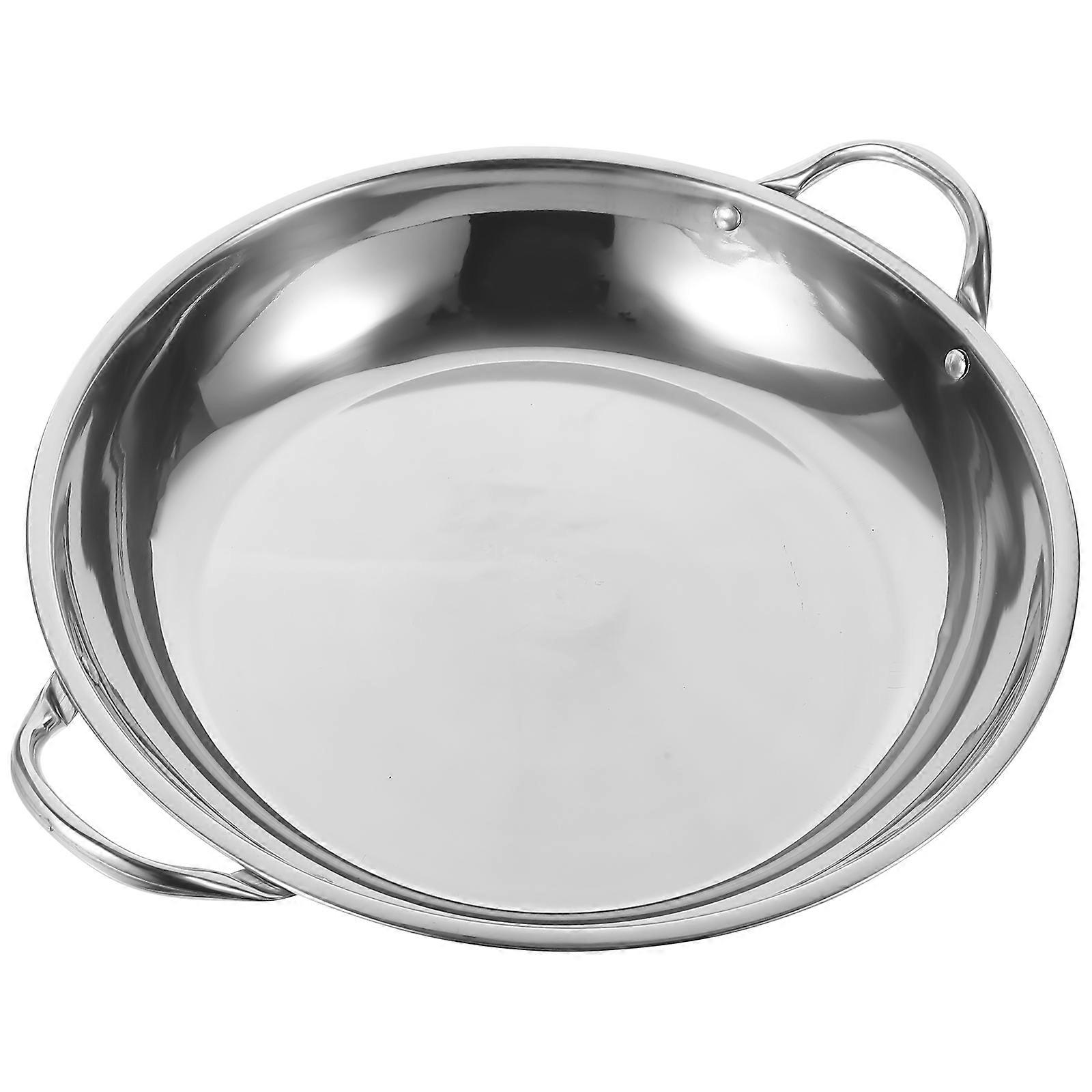 Lightweight Stainless Steel Wok with Double Handles, Non Stick, Easy to Clean, Safe Design for Home and Outdoor Cooking