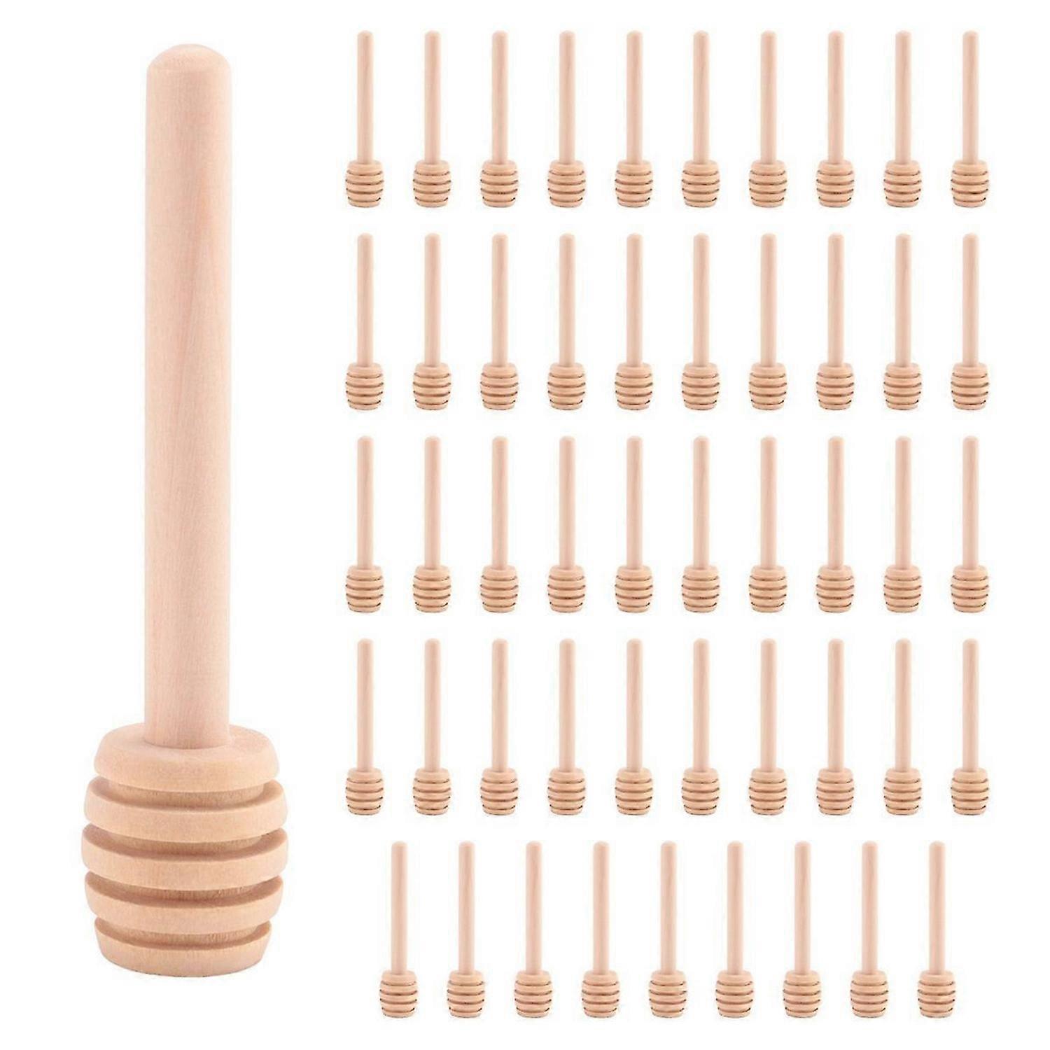 50 عبوة من عصي العسل الخشبية الصغيرة مقاس 3 بوصات ، ملفوفة بشكل فردي ، خادم لتوزيع جرة العسل