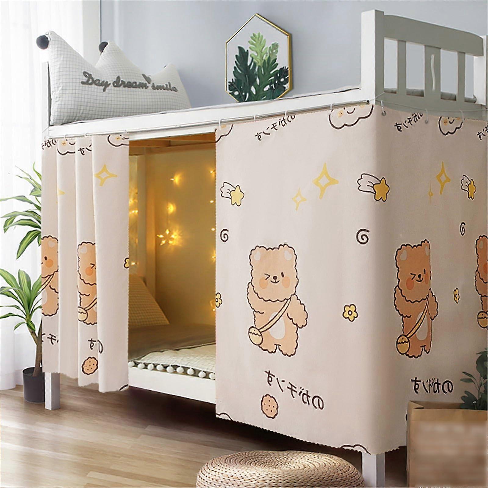 Polyester Breathable Bed Curtain Bunk Bed Print Blackout Dustproof Privacy 1m Single Bed (1.15MBEAR B)
