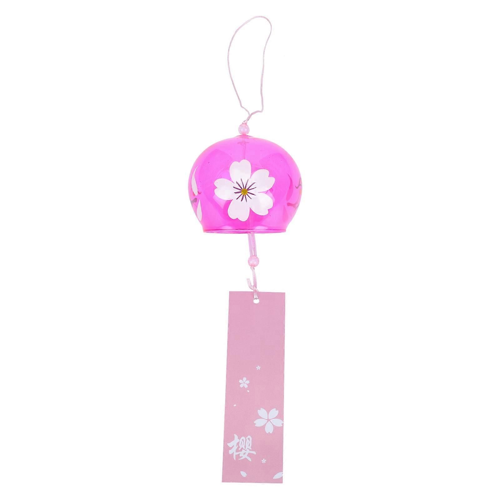 Bell Wind Chime Japanese Style Pink 8x7cm Glass Festive Atmosphere 1Pcs