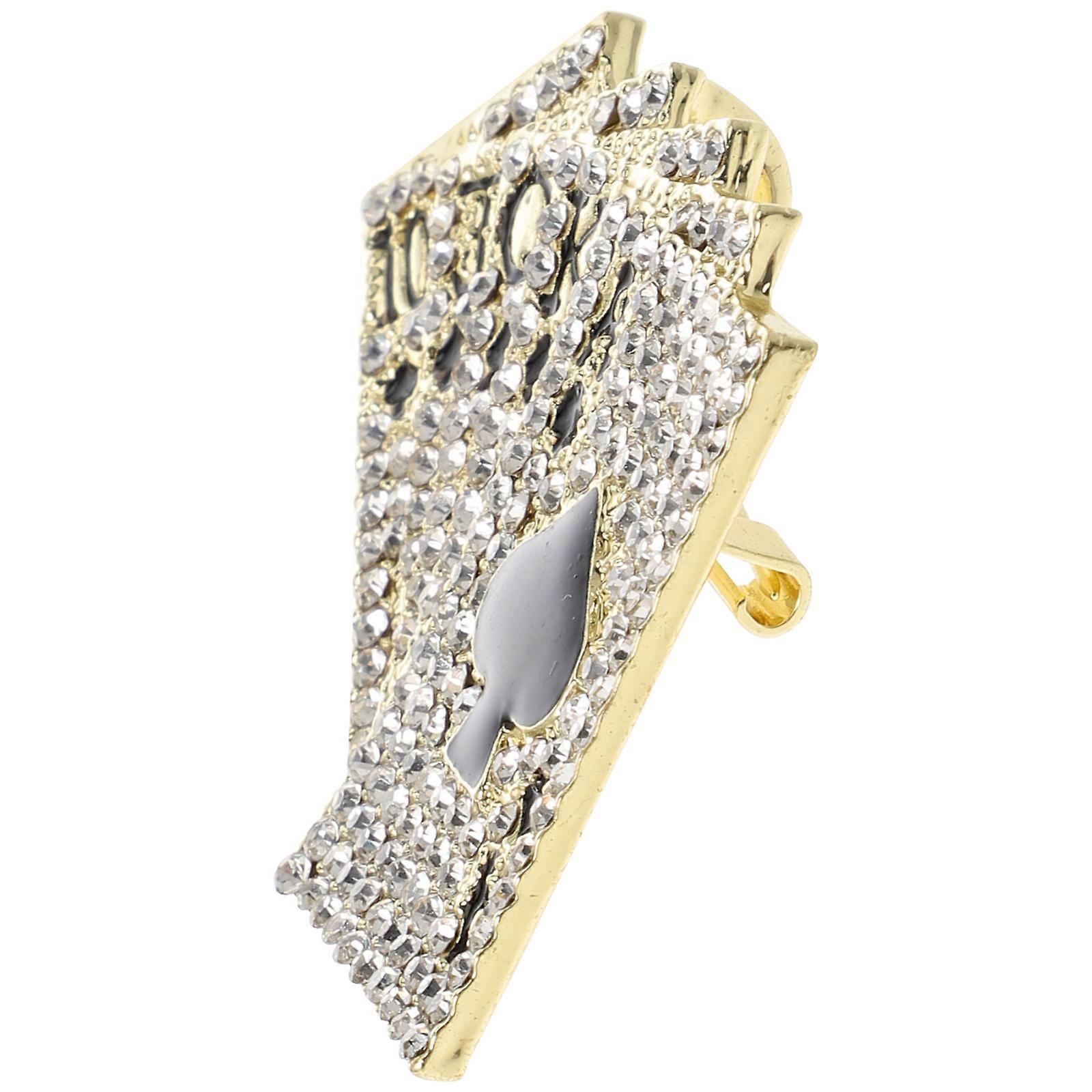 1 قطعة ديكور بروش أزياء أوراق اللعب على شكل ملحق كورساج (ذهبي)