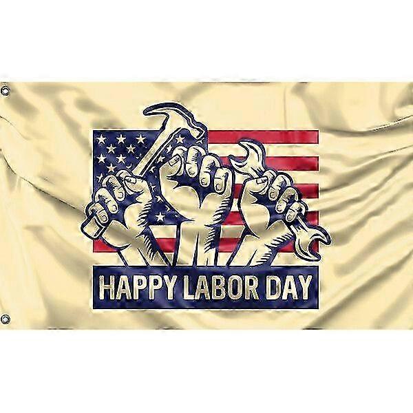 Labor Day Celebration Flag II Unique Design, Available in Multiple Sizes 3x5 Ft / 90x150 cm and 4x6 Ft / 120x180 cm