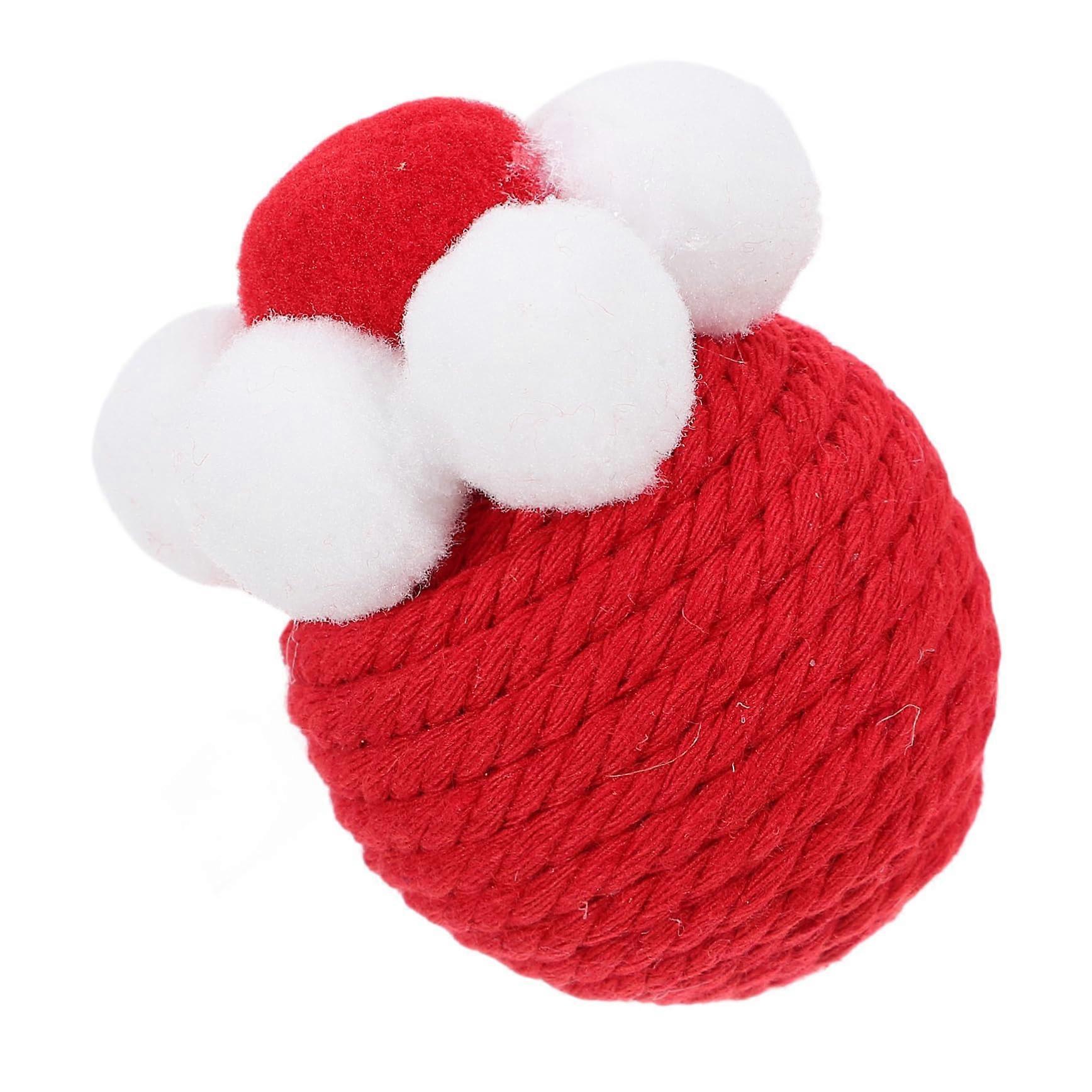 Yarn Ball Teasing Cat Stick Scratching Balls for Pets - Red Cotton Rope Interactive Exercise Toy for Cats