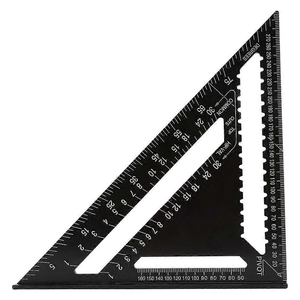 Triangle Ruler 12 Inch Aluminium Black Rafter Profile Square Ruler High Precision Easy Read Carpenter's Measuring Tool