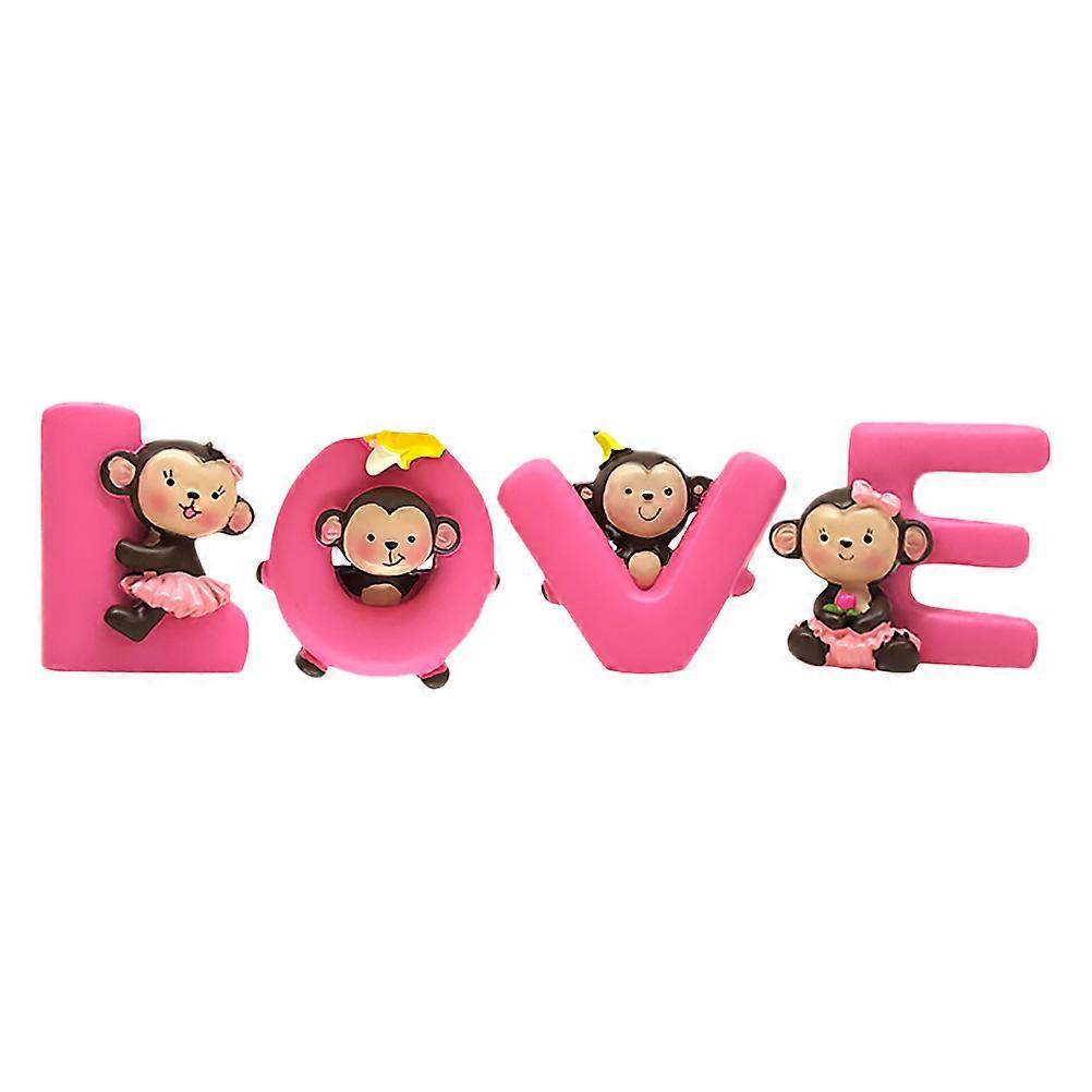 Resin Monkey Cake Adornments Set Birthday Party Decoration Assorted Color 6cm 1Set