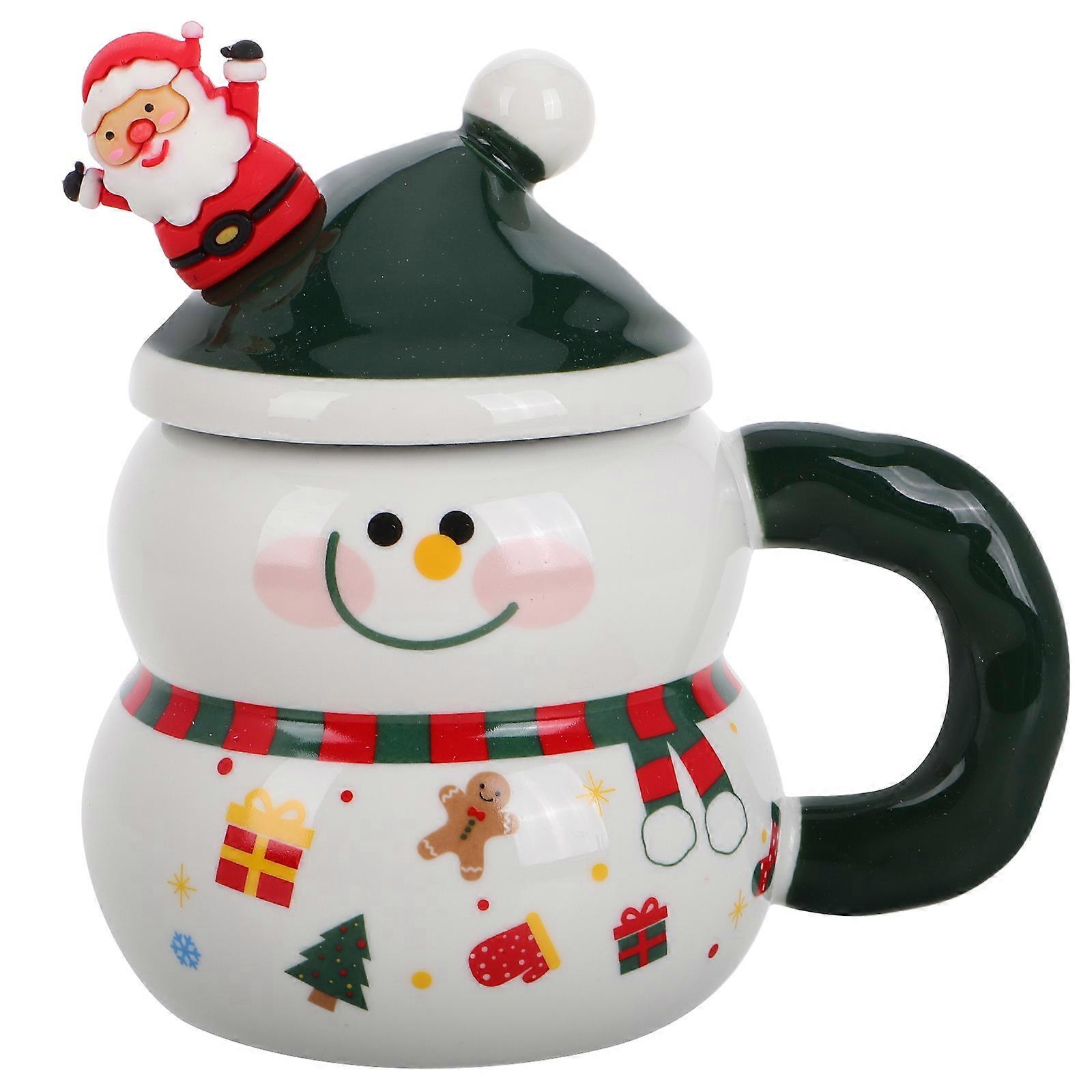 Ceramic Snowman Mug with Spoon Festive Christmas Cup for Coffee, Tea or Milk Cute Holiday Drinkware for Family & Friends