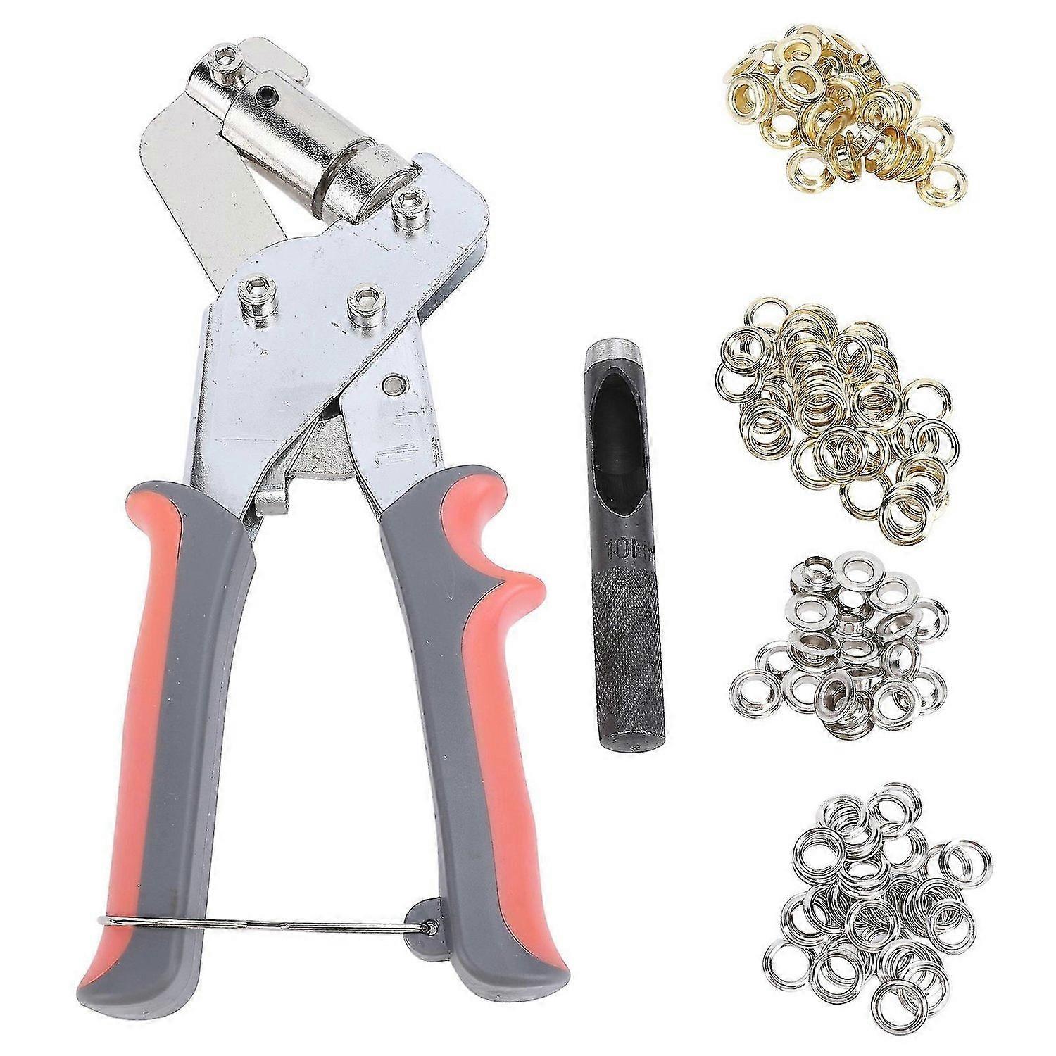 Manual Pliers Set 250 Silver Golden Eyelets and Grommets 3/8in Handheld Inch Hole Punch Tool Kit for Leather Fabric Belt