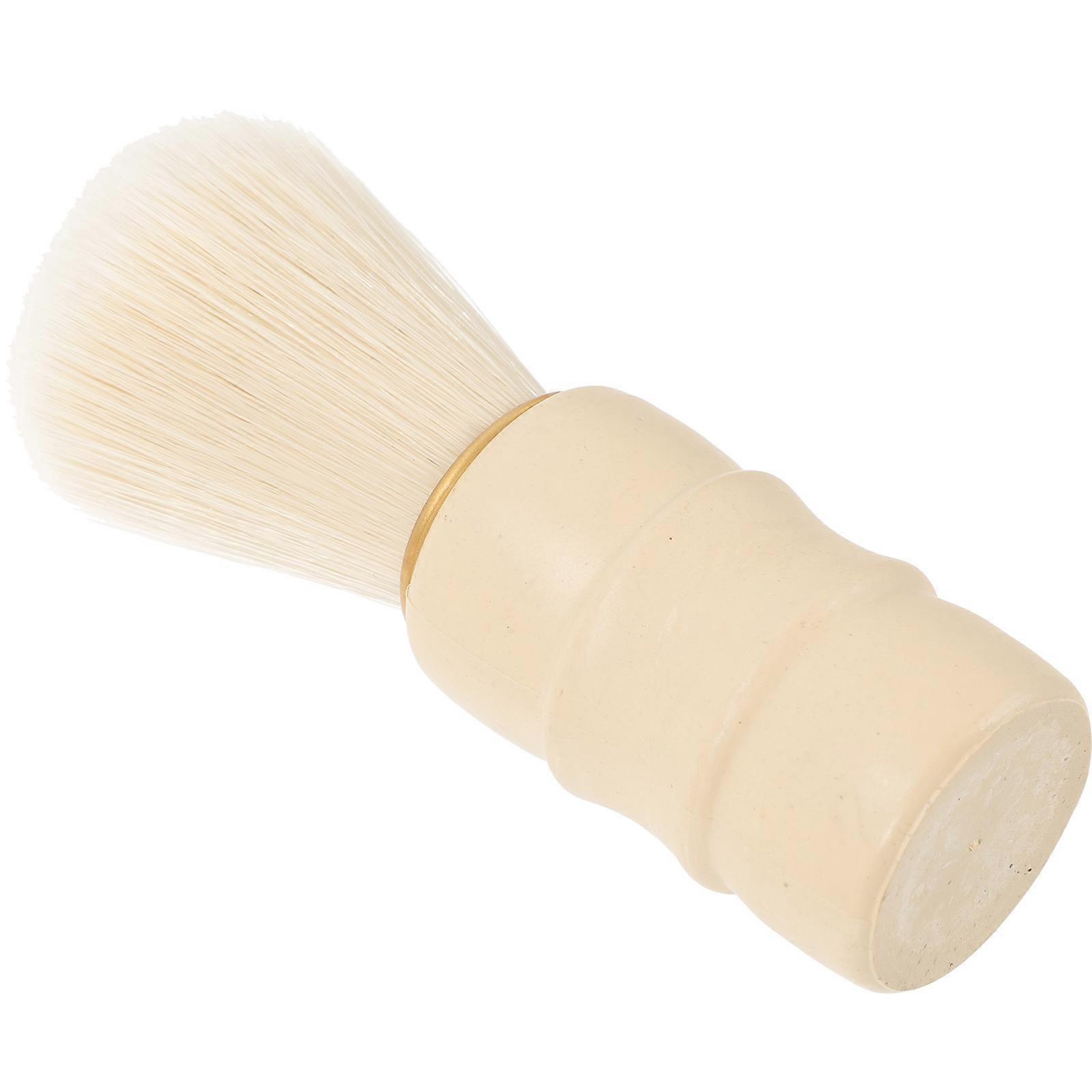 Hair Salon Manual Shaving Brush Men's Grooming Tool Beige 3.9×1.4×1.4in 1Pcs