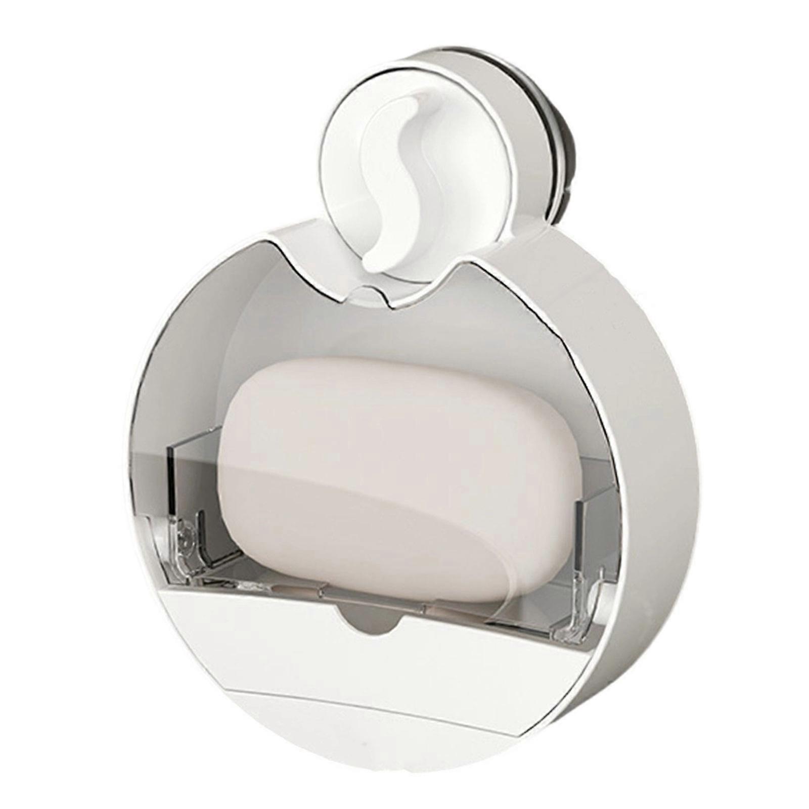 Modern Soap Box With Flips Lid Strong Suction Cup Wall Holders Soap Dish Space Saving Bathroom Storage Holders for Home  Transparent Gray
