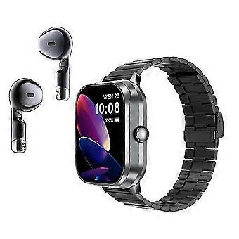 Stålrem Sølv D8 Pro 2-i-1 Bluetooth Tws Øretelefonovervågning Bluetooth Opkaldsur