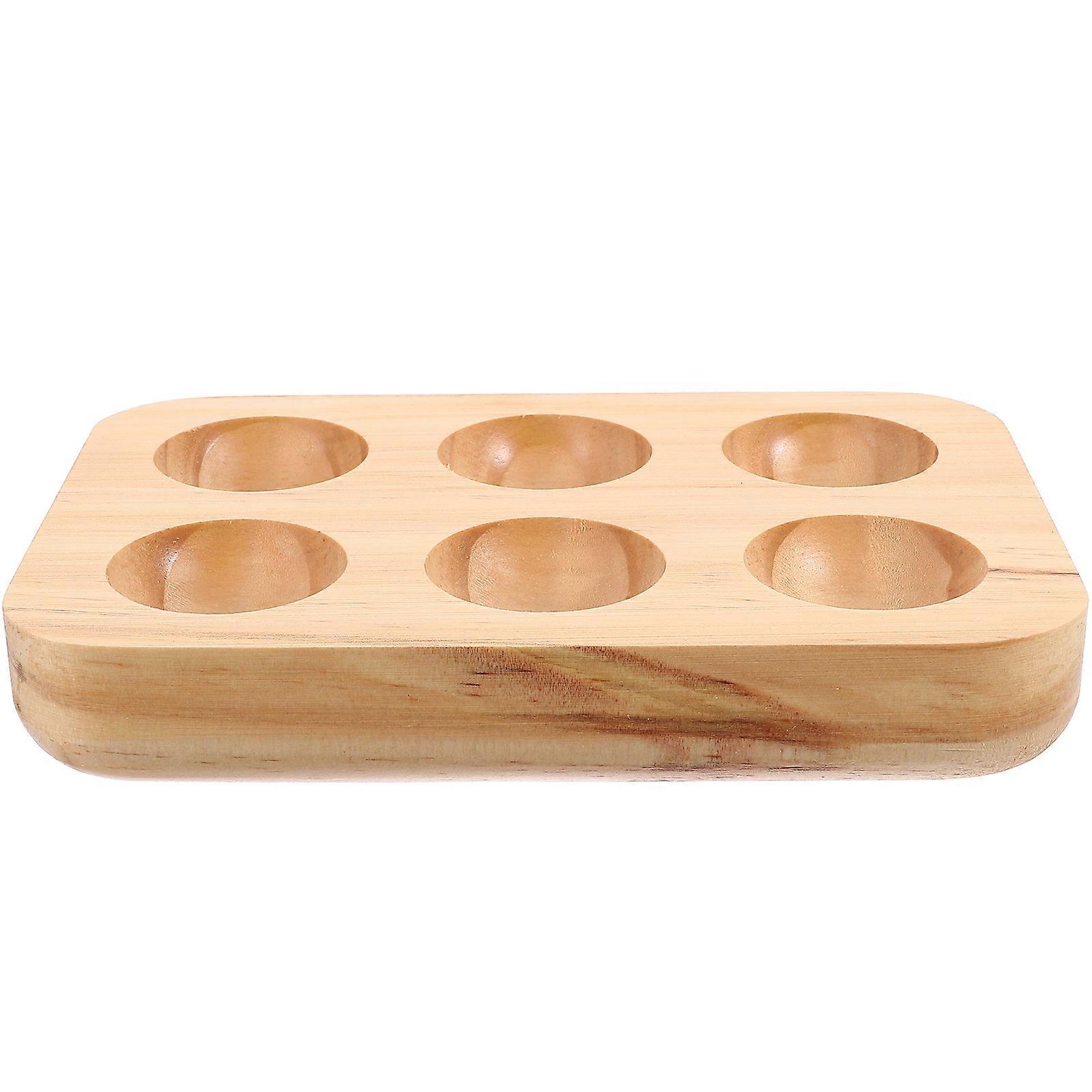 Fridge Tray Wood Egg Display Stand Countertop Use Beige 16.2X11X2.5CM 1Set