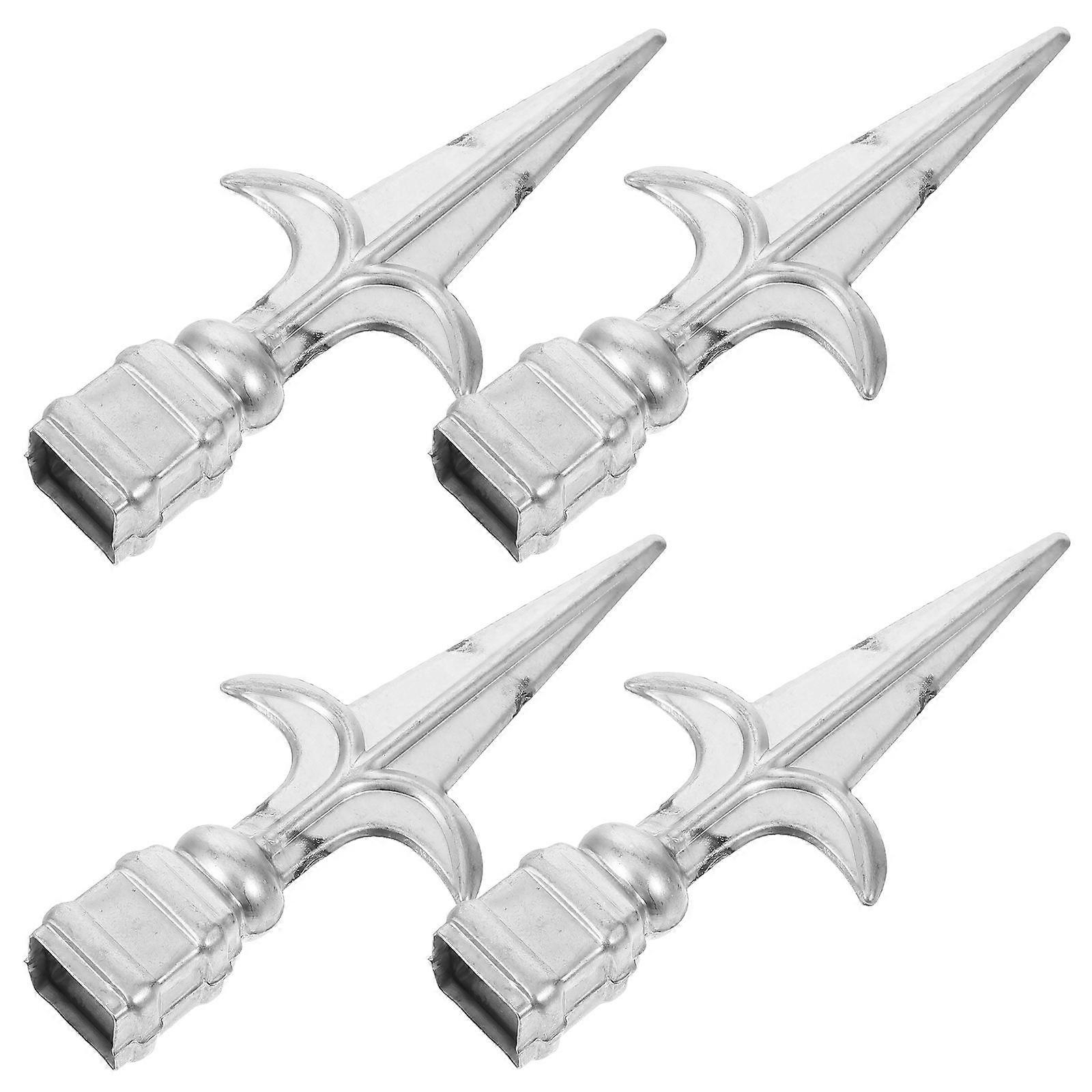 4pcs Iron Fence Finials Tubing Tops for Railing Post Caps – Stylish Outdoor Deck Patio Porch Decoration for Picket Fencing