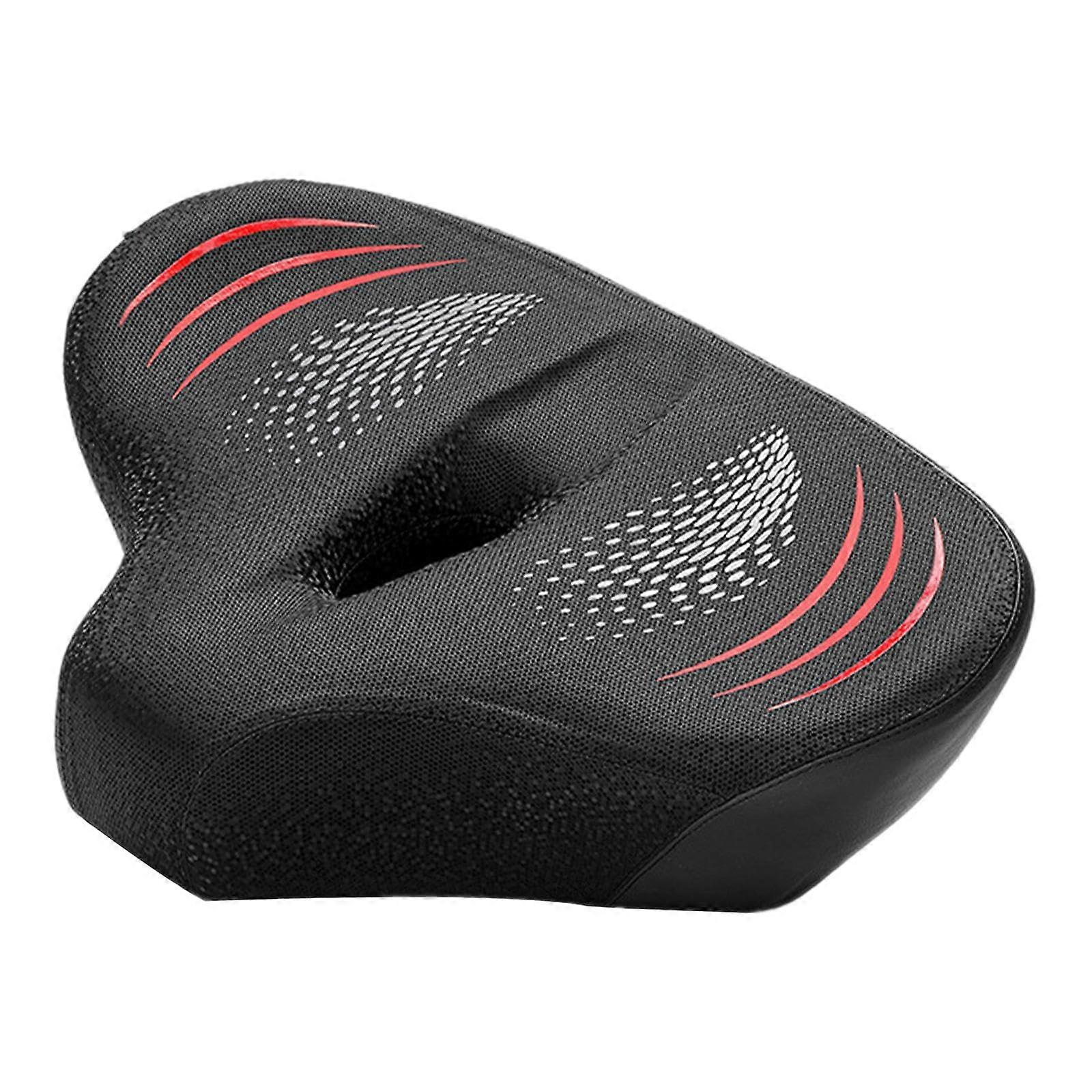 Bicycle Seat Cushion Wide Soft Saddle Pad Plus Size for Men and Women, Comfortable Black Red Bicycle Seat Cover