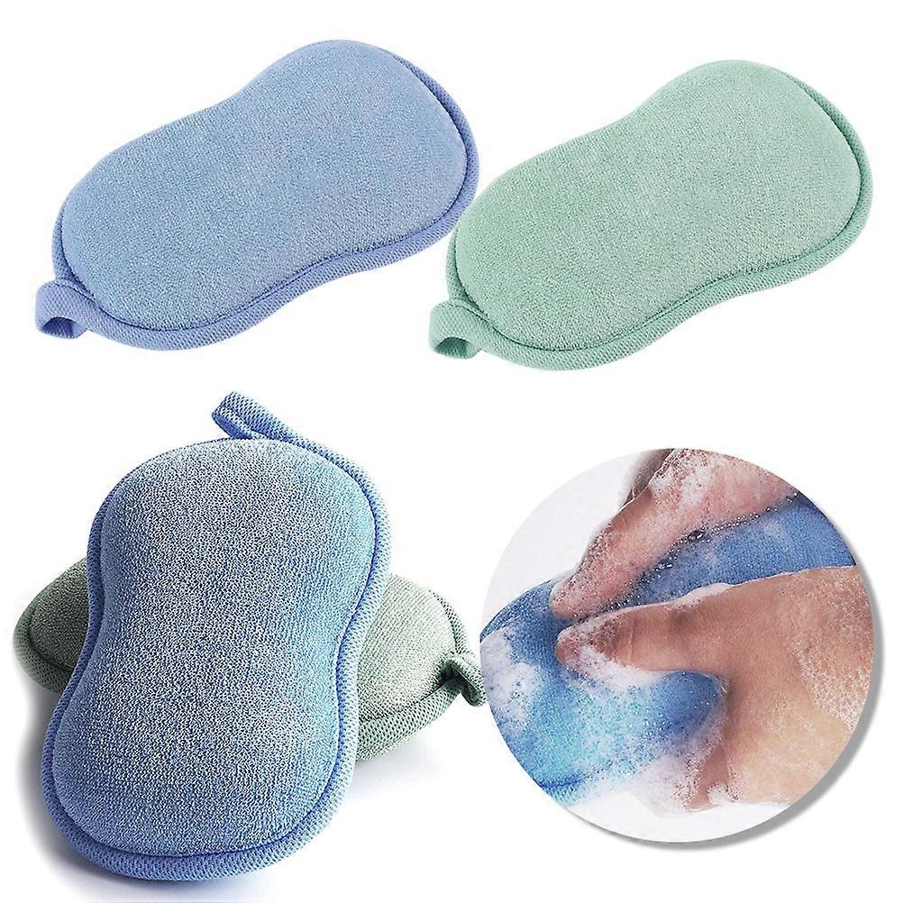 Exfoliating Body Scrubber for Kids Bath Sponge Pads Blue Green 14 x 9 x 4cm Skin 2Pack
