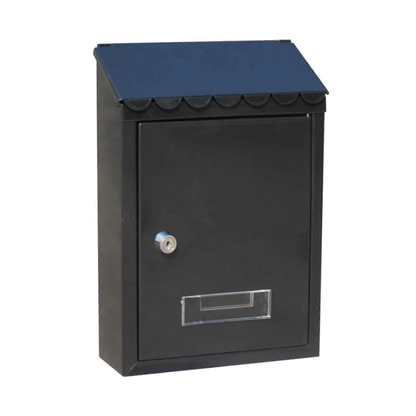 Rustproof Letterbox 22 x 6.5 x 30 cm WallMounted Letterbox Secure Box Post Box (Black)