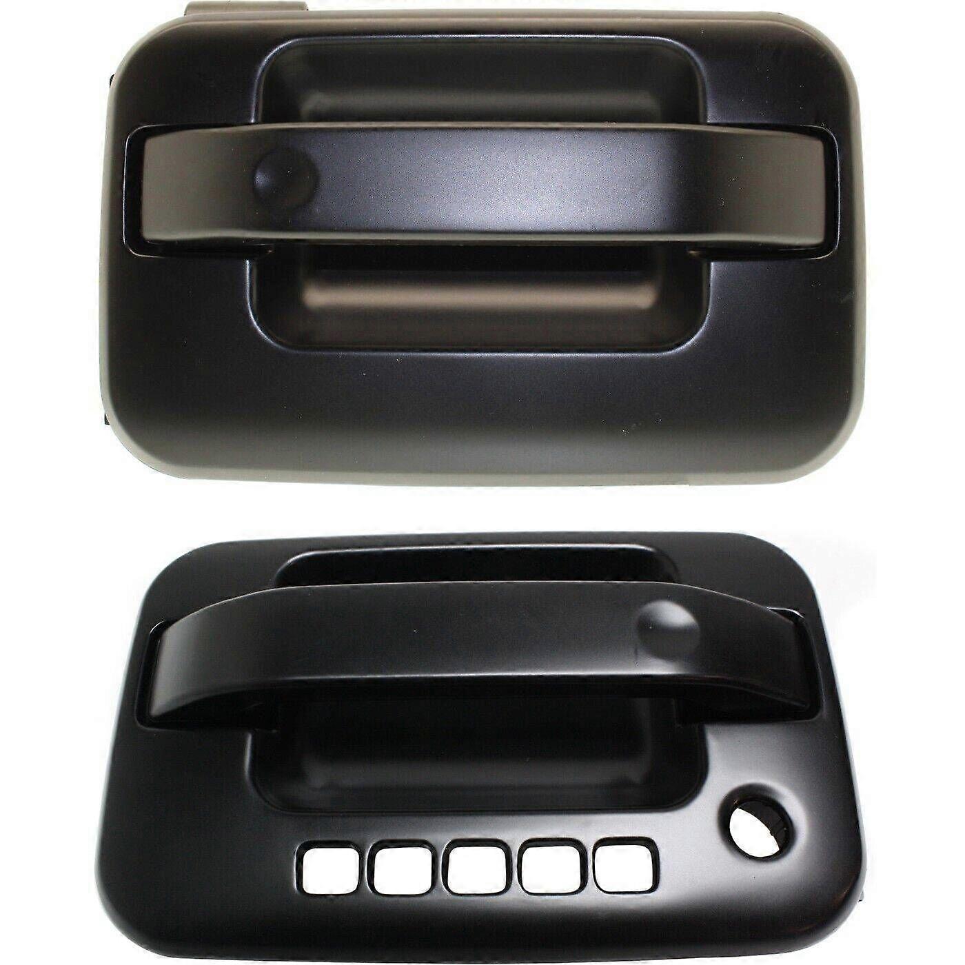 Door Handle Set For 2004-2014 Ford F-150 With Keypad Hole Smooth Black Front 2Pc NO.0199