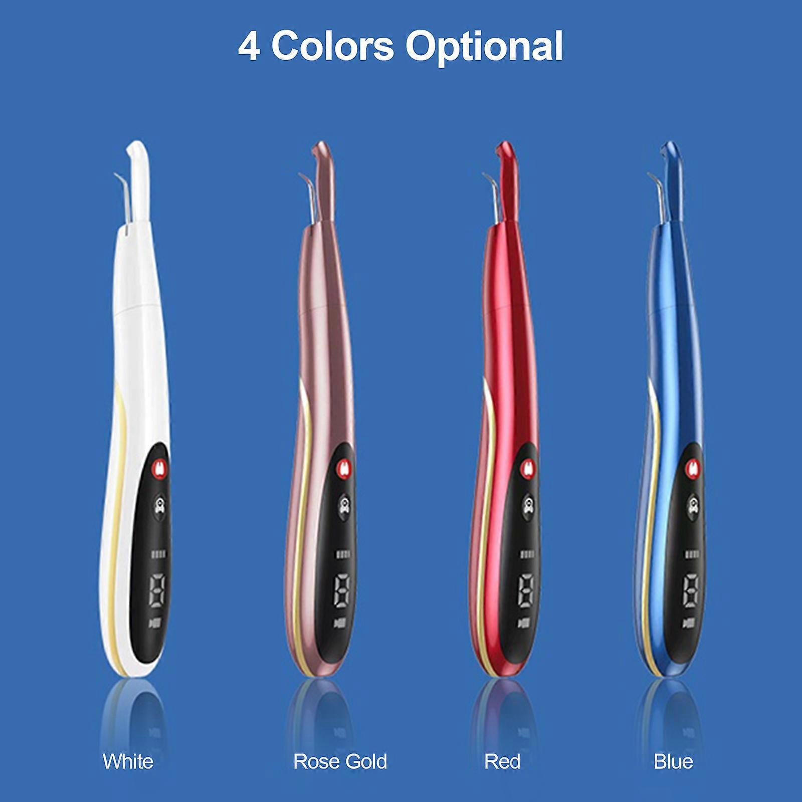 LED household visual ultrasonic teeth cleaner dental calculus and plaque remover visual teeth cleaning 3 speed modes 2 cleaning heads blue