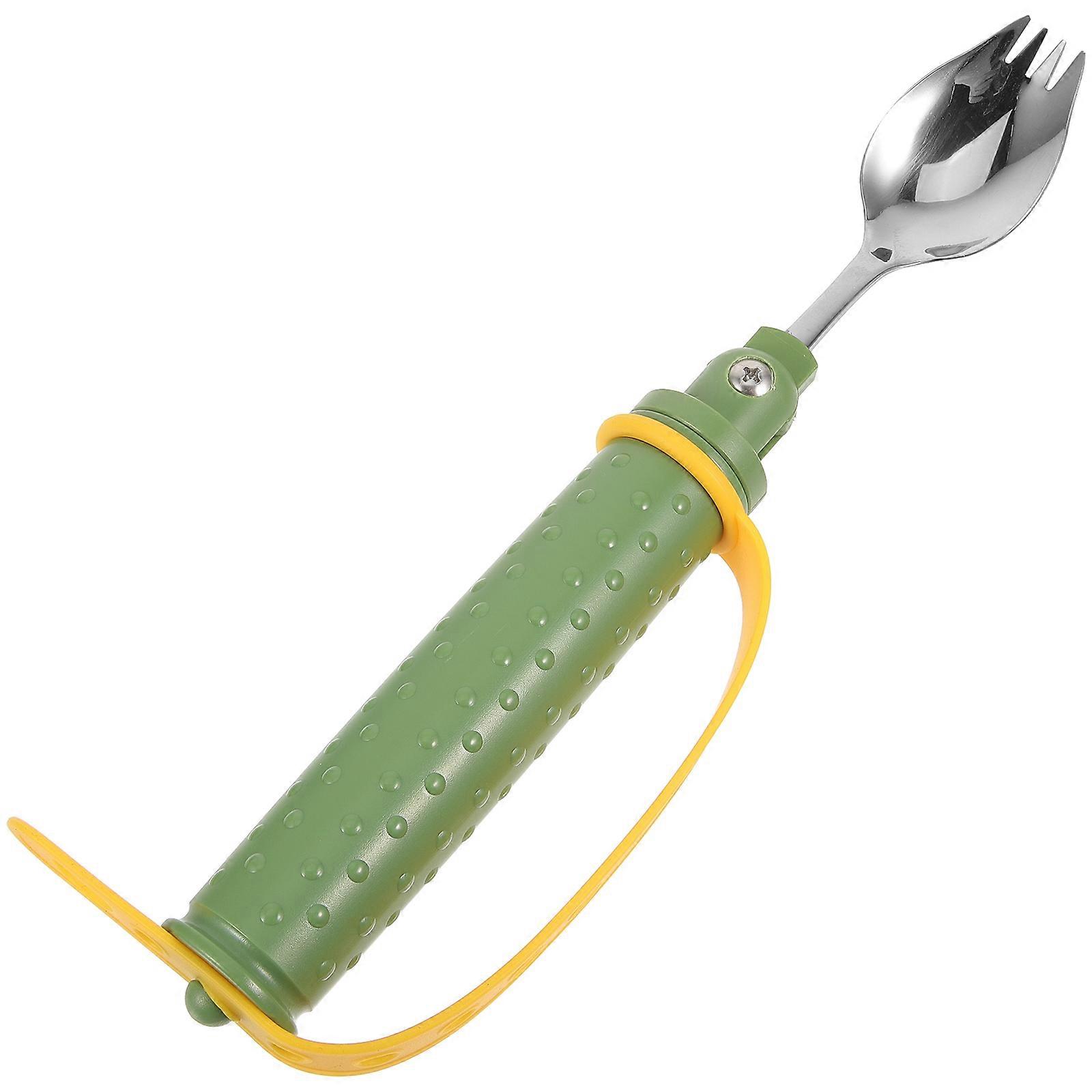 Grüner adaptiver Löffel für behinderte Erwachsene mit Antishake-Design Breite Griffe für einfaches Greifen und Verwenden beim Abendessen