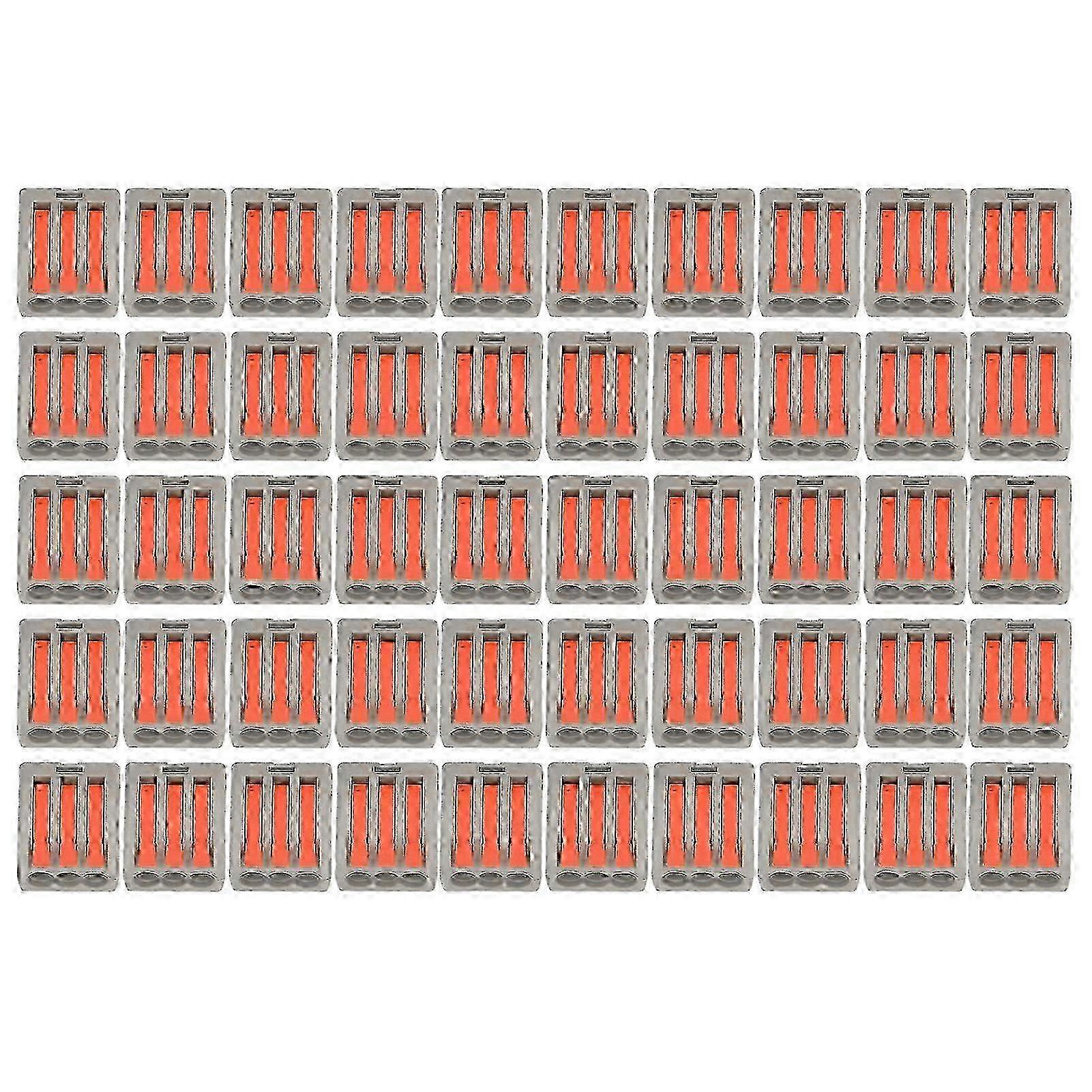 50 Pcs 3-Port Wire Connectors - Compact Bronze Fast Connection Terminals for Building Wiring & Electrical Projects - Orange