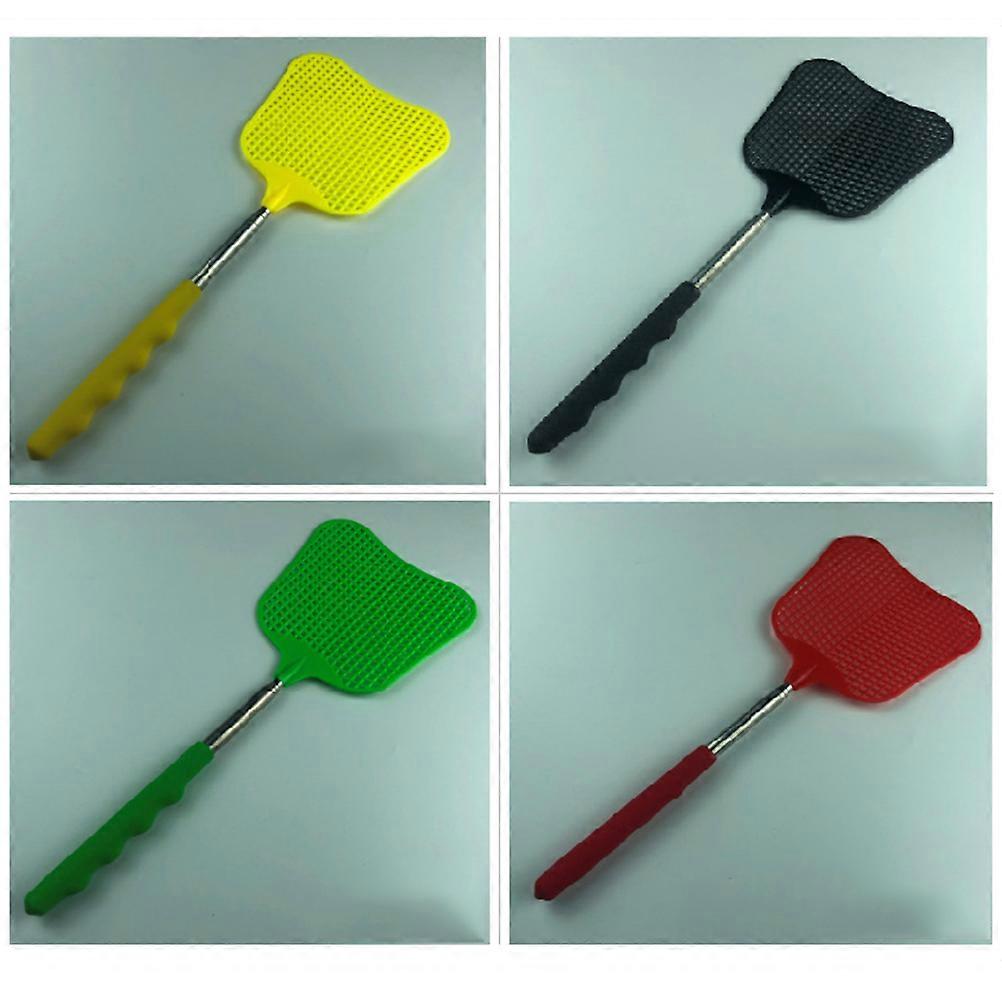 Multifunctional Flyswatters Heavy Duty Palm-Leaf Shape Plastic Home Use Stretchable Handle Red 3Pcs