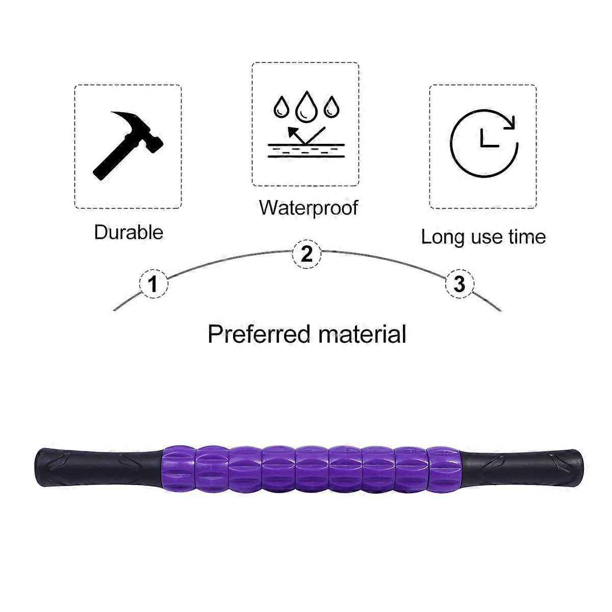 Portable Massage Rolling Pin For Release Purple Cylindrical Ergonomic Handle Physical Therapy 1Pcs
