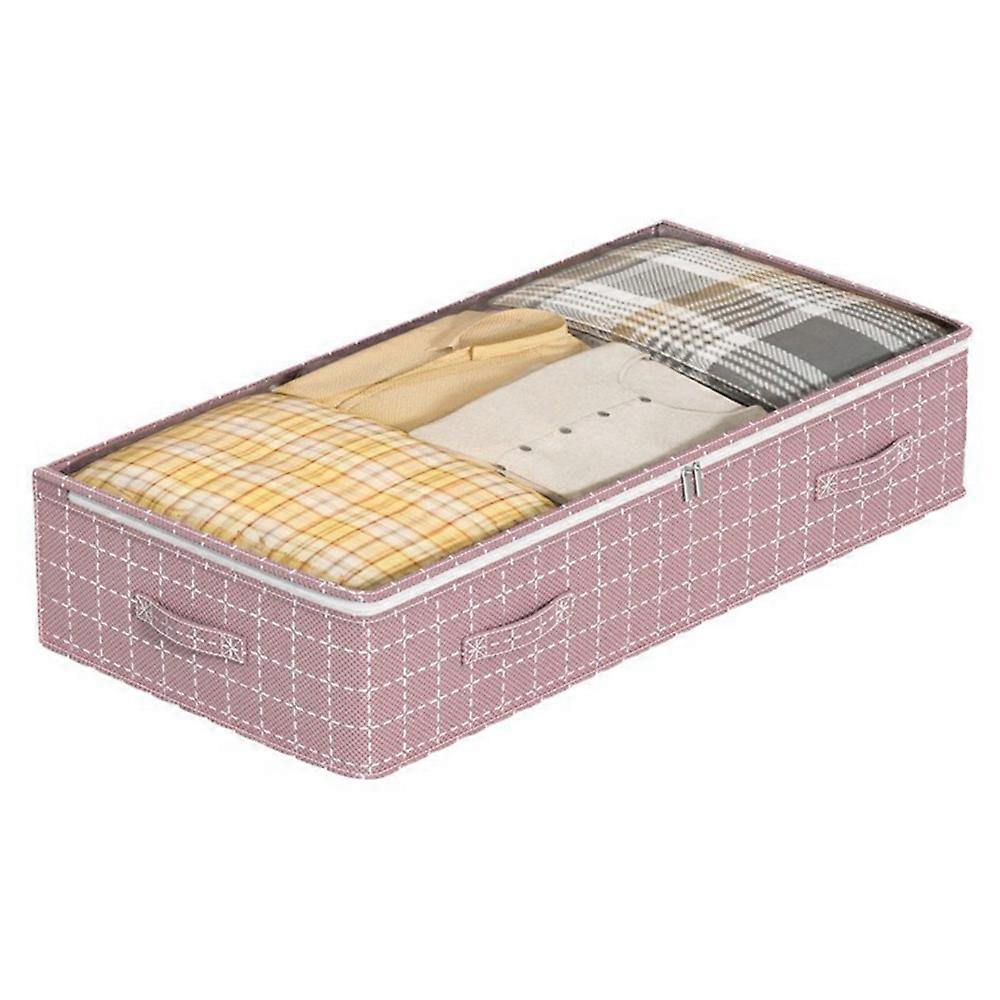 H100-18 18cm Height Grid Pattern Dustproof Under Bed Storage Bag Transparent Window Flat Organizer Pouch